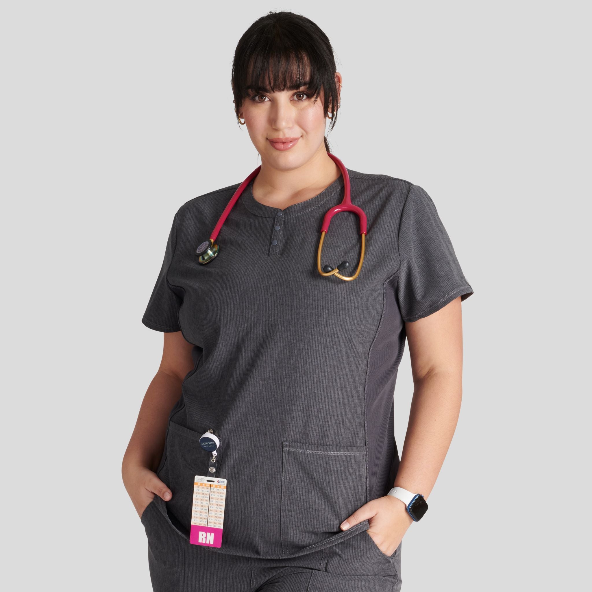 Women's Henley Solid Scrub Top