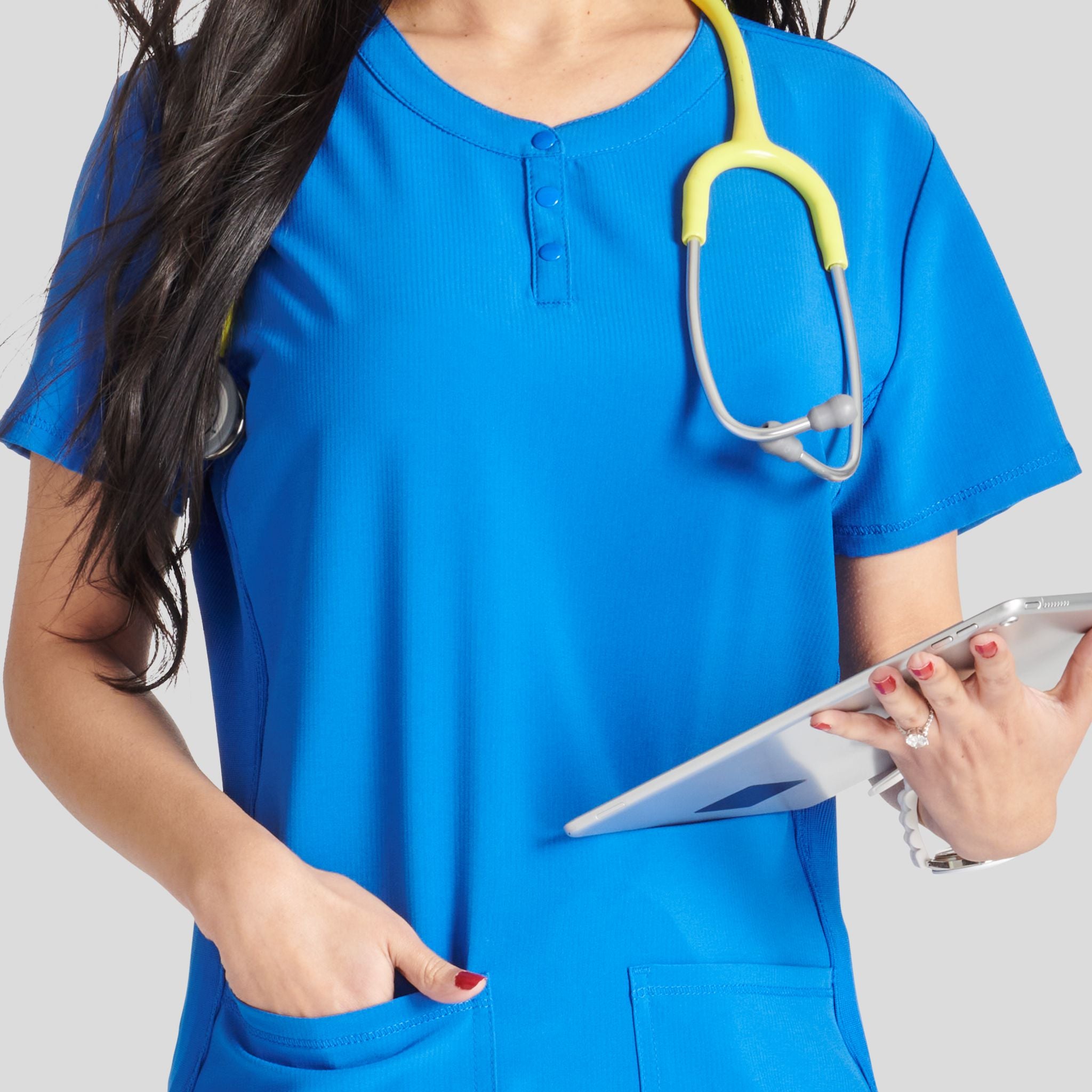 Women's Henley Solid Scrub Top