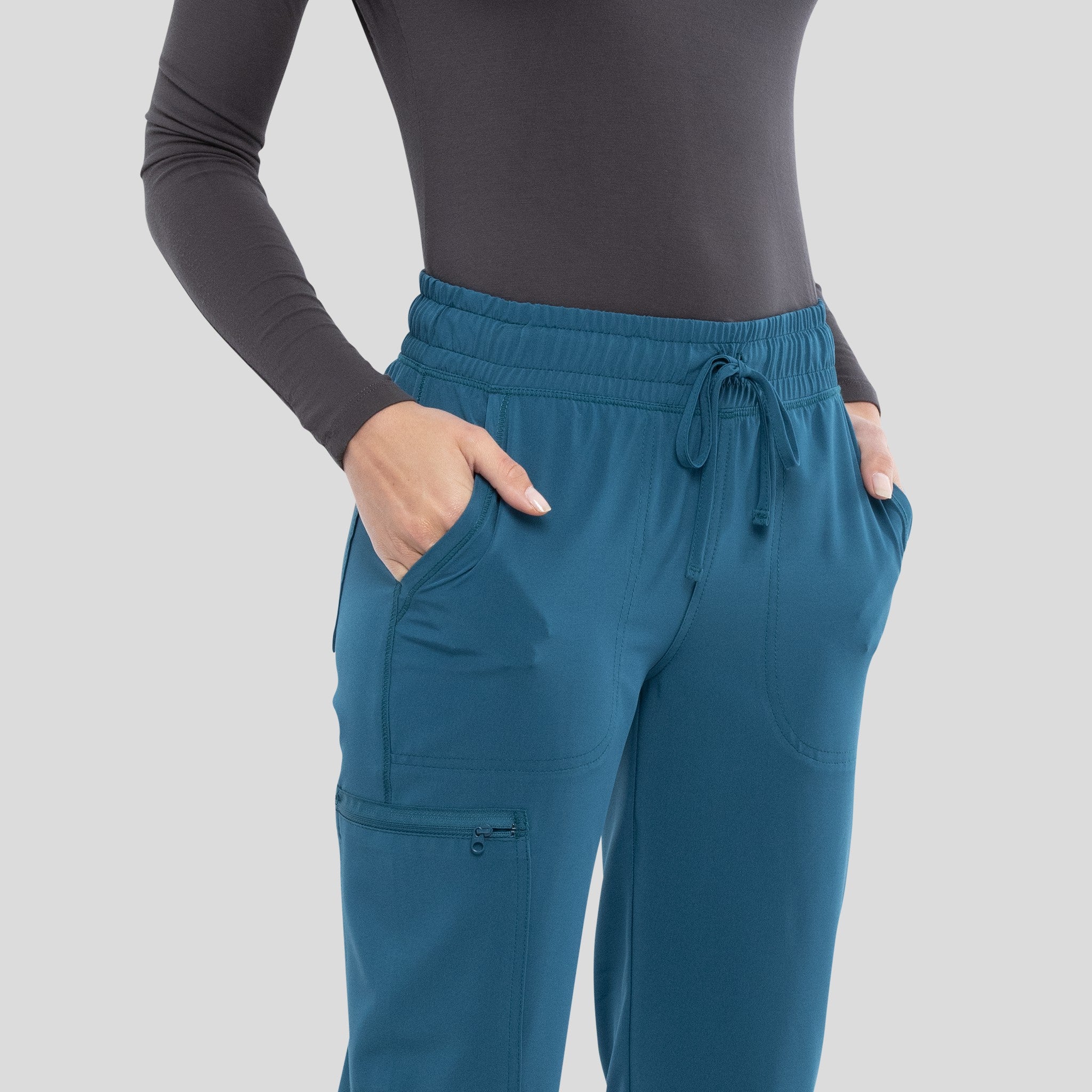 Mid Rise Tapered Leg Drawstring Pant