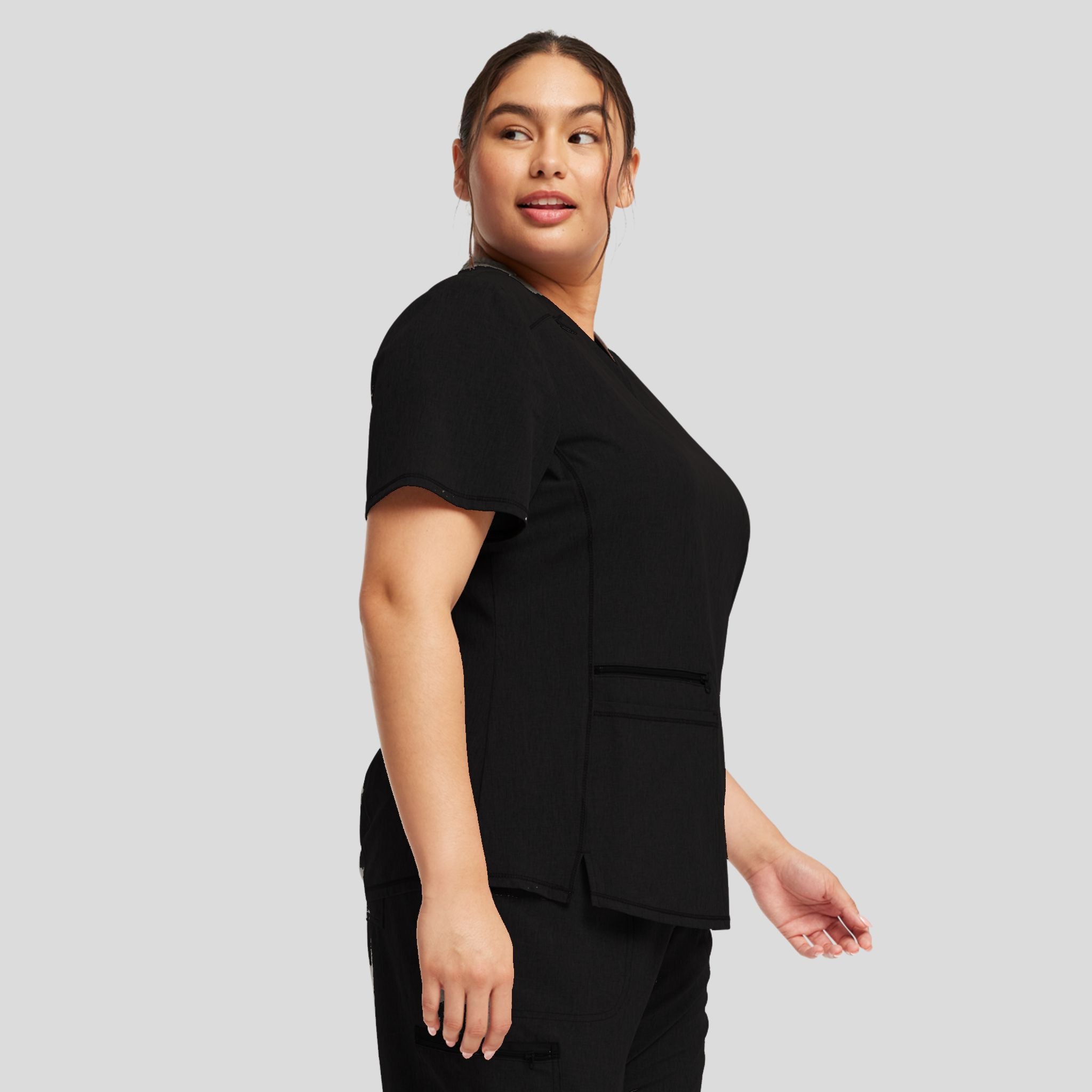 V-Neck Top With Badge Loop