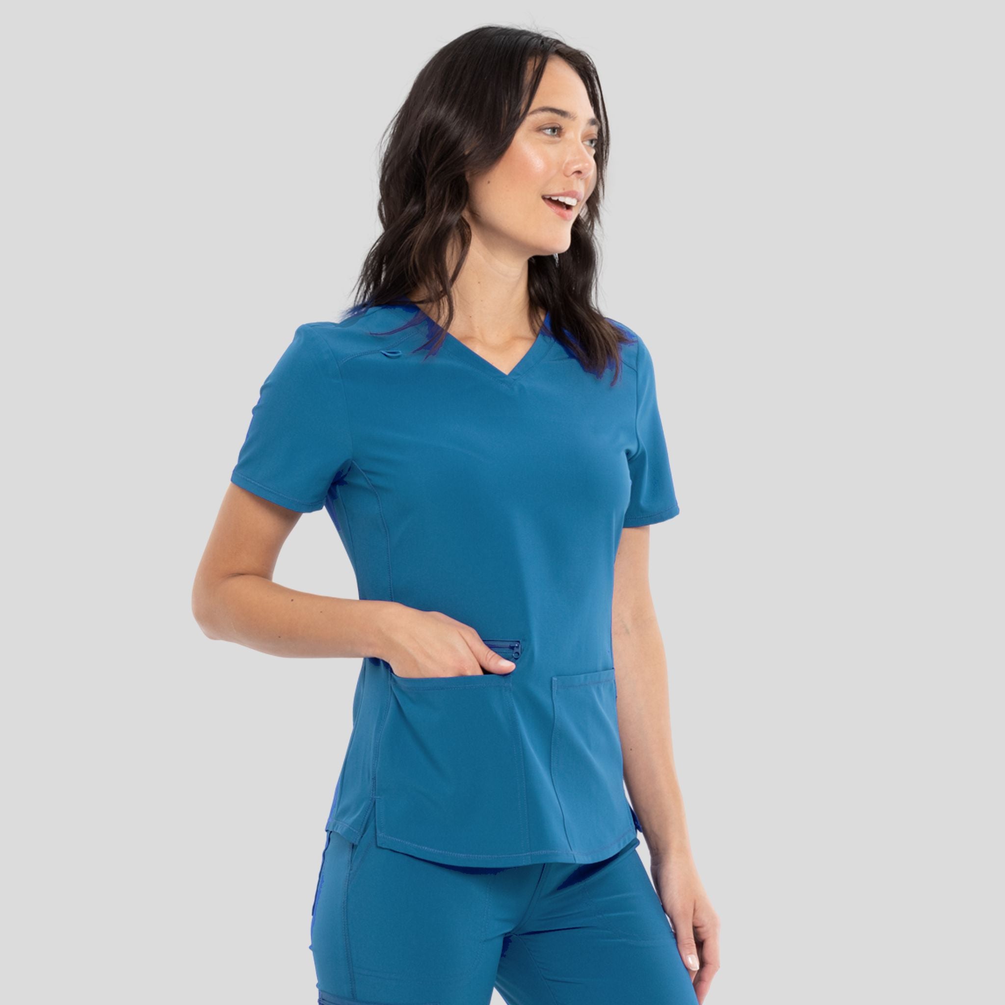 V-Neck Top With Badge Loop