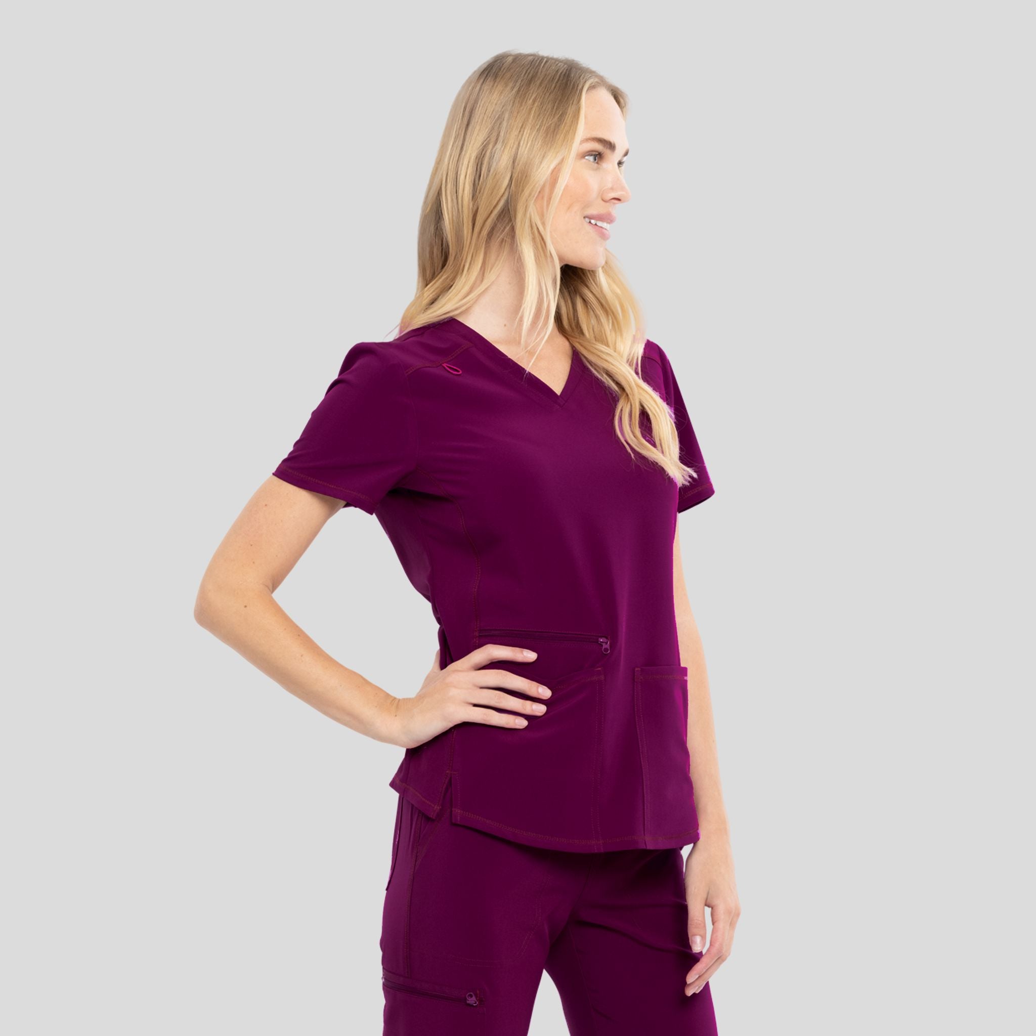 V-Neck Top With Badge Loop