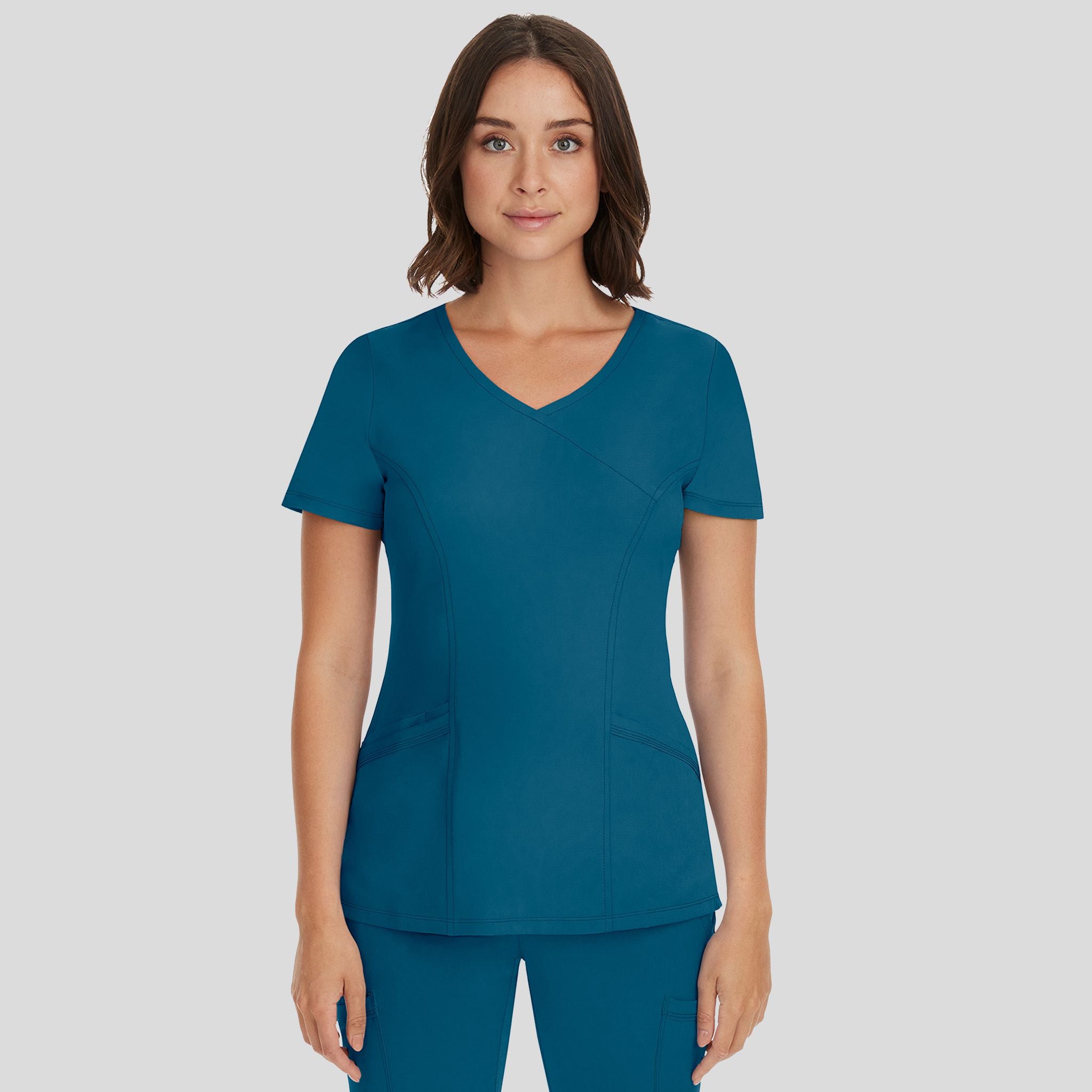 Women's Madison Mock Wrap Solid Scrub Top
