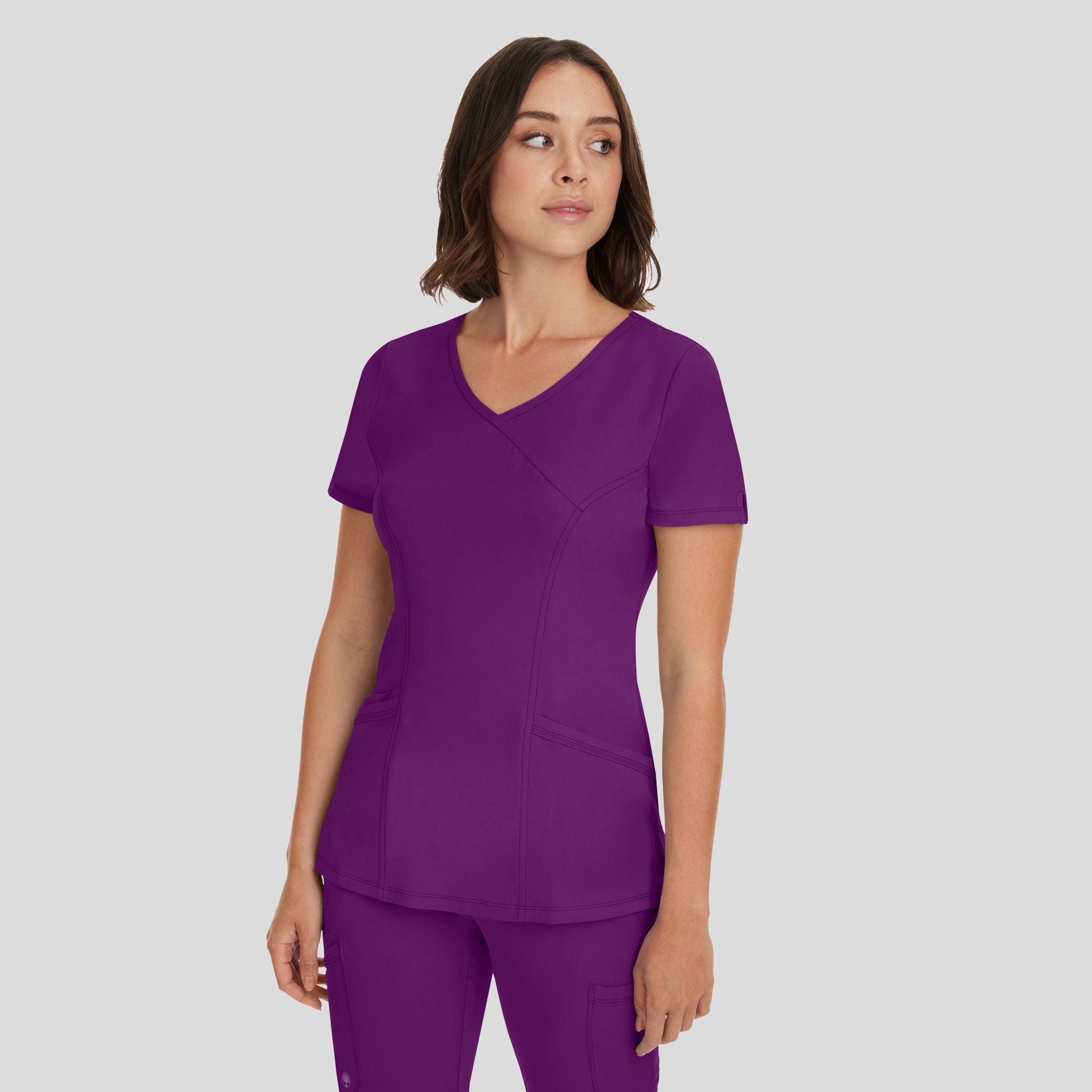 Women's Madison Mock Wrap Solid Scrub Top