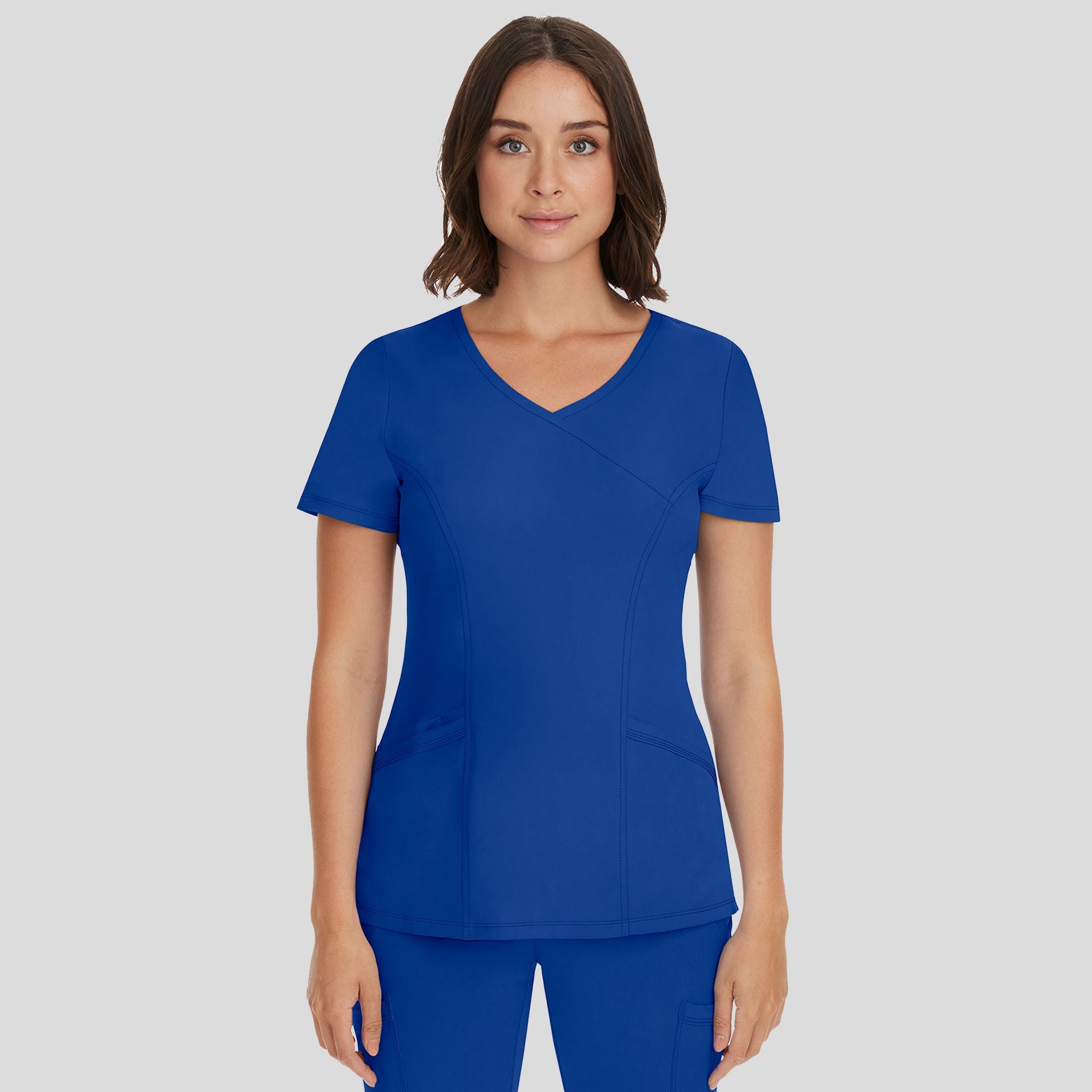 Women's Madison Mock Wrap Solid Scrub Top