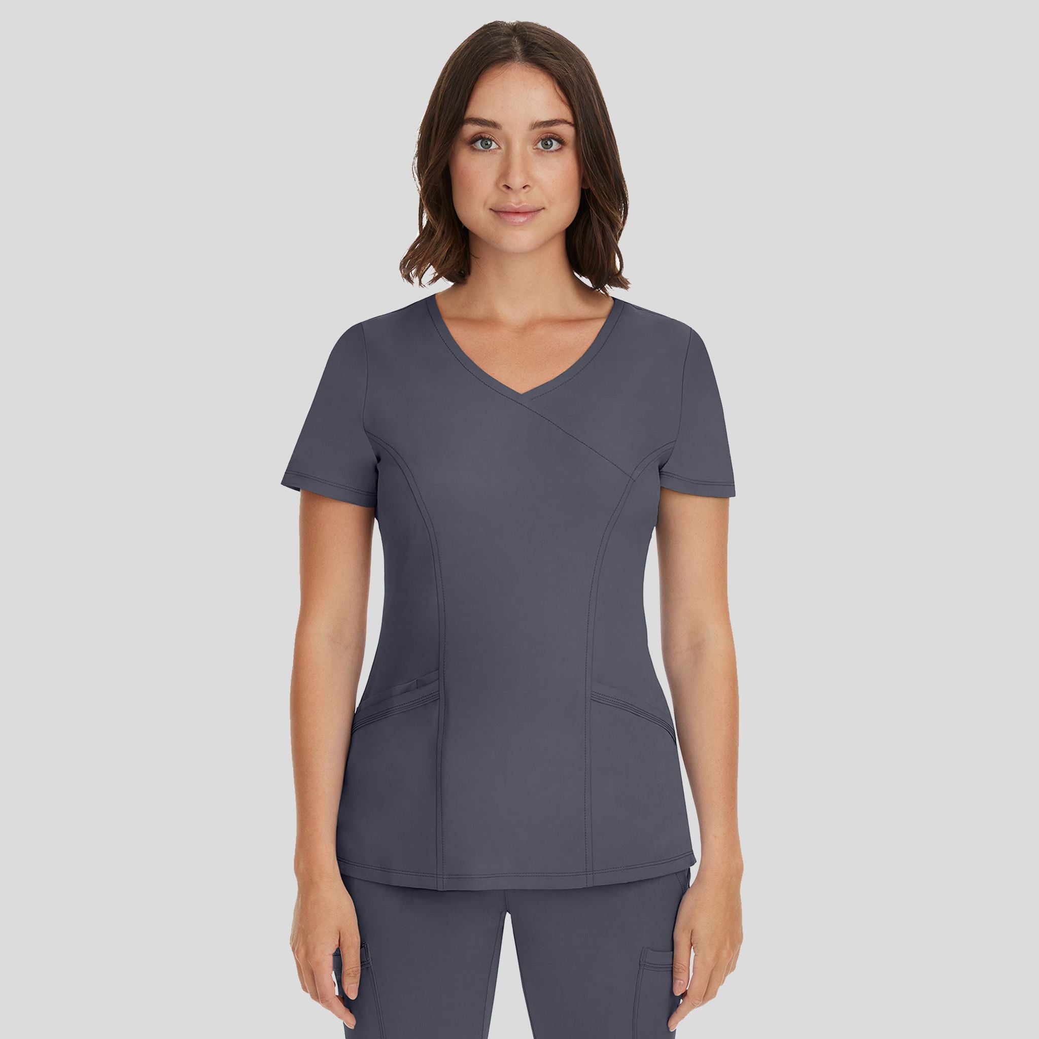 Women's Madison Mock Wrap Solid Scrub Top