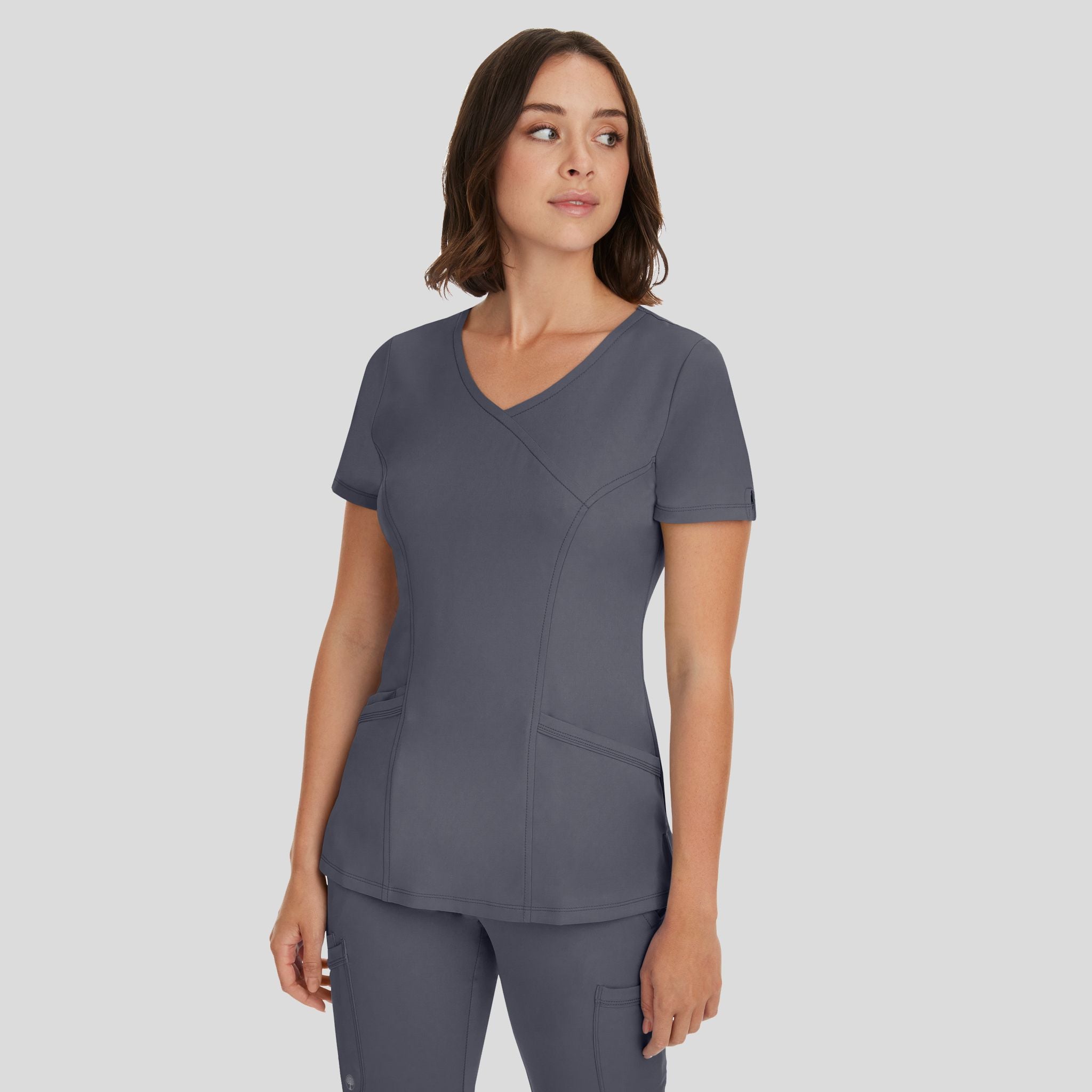 Women's Madison Mock Wrap Solid Scrub Top