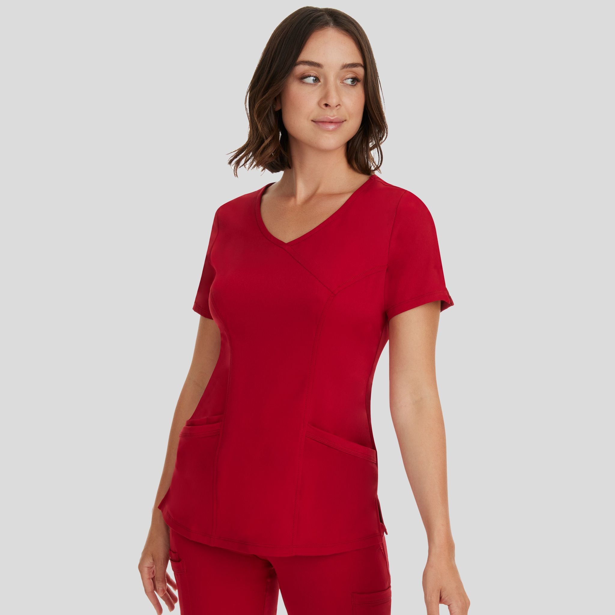 Women's Madison Mock Wrap Solid Scrub Top