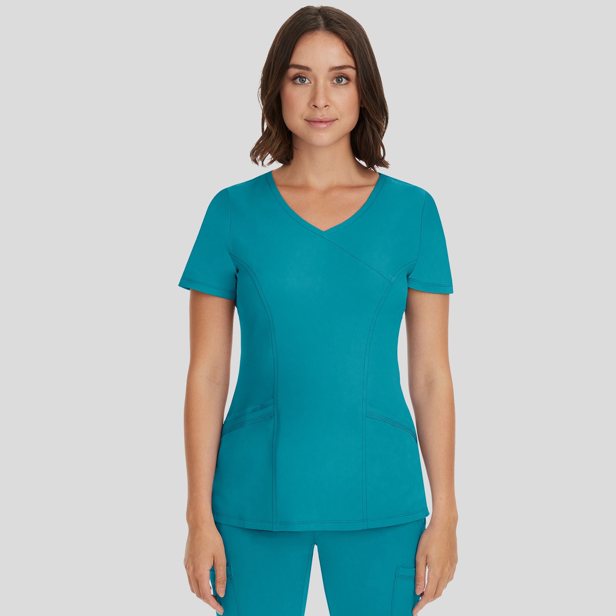 Women's Madison Mock Wrap Solid Scrub Top