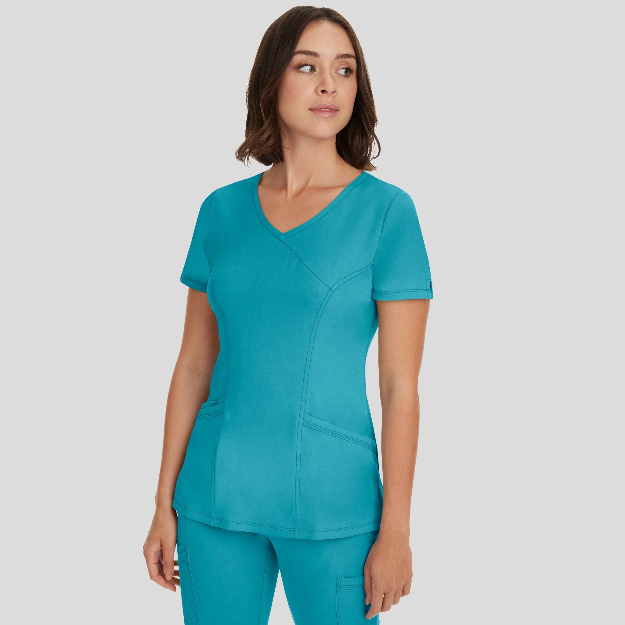 Women's Madison Mock Wrap Solid Scrub Top