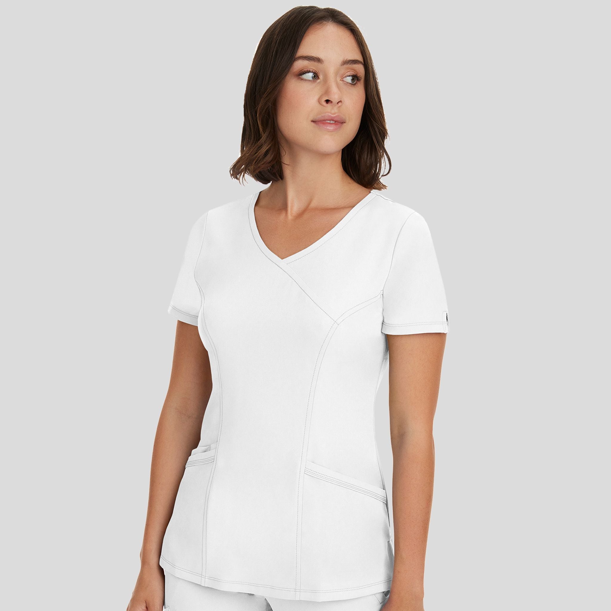 Women's Madison Mock Wrap Solid Scrub Top