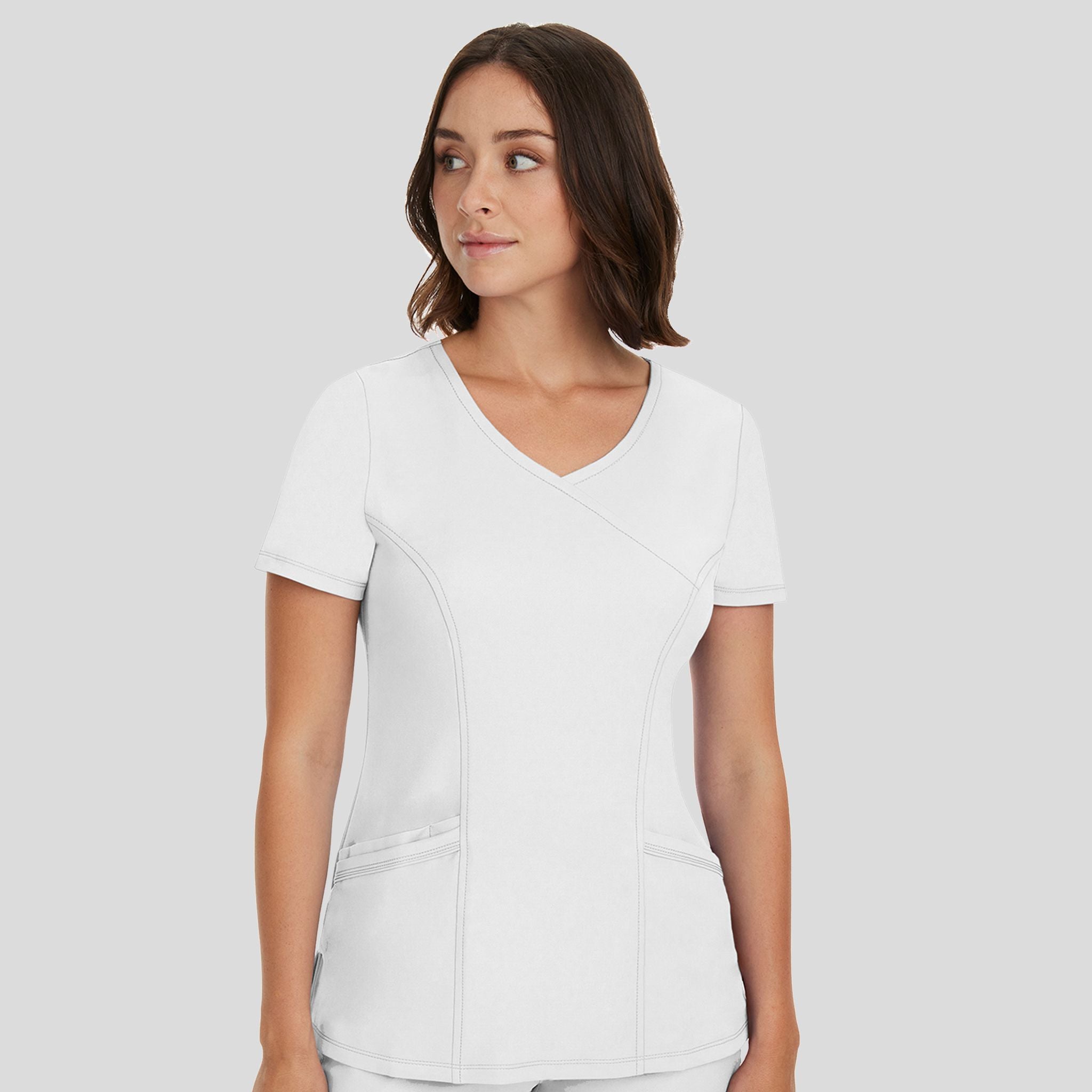 Women's Madison Mock Wrap Solid Scrub Top