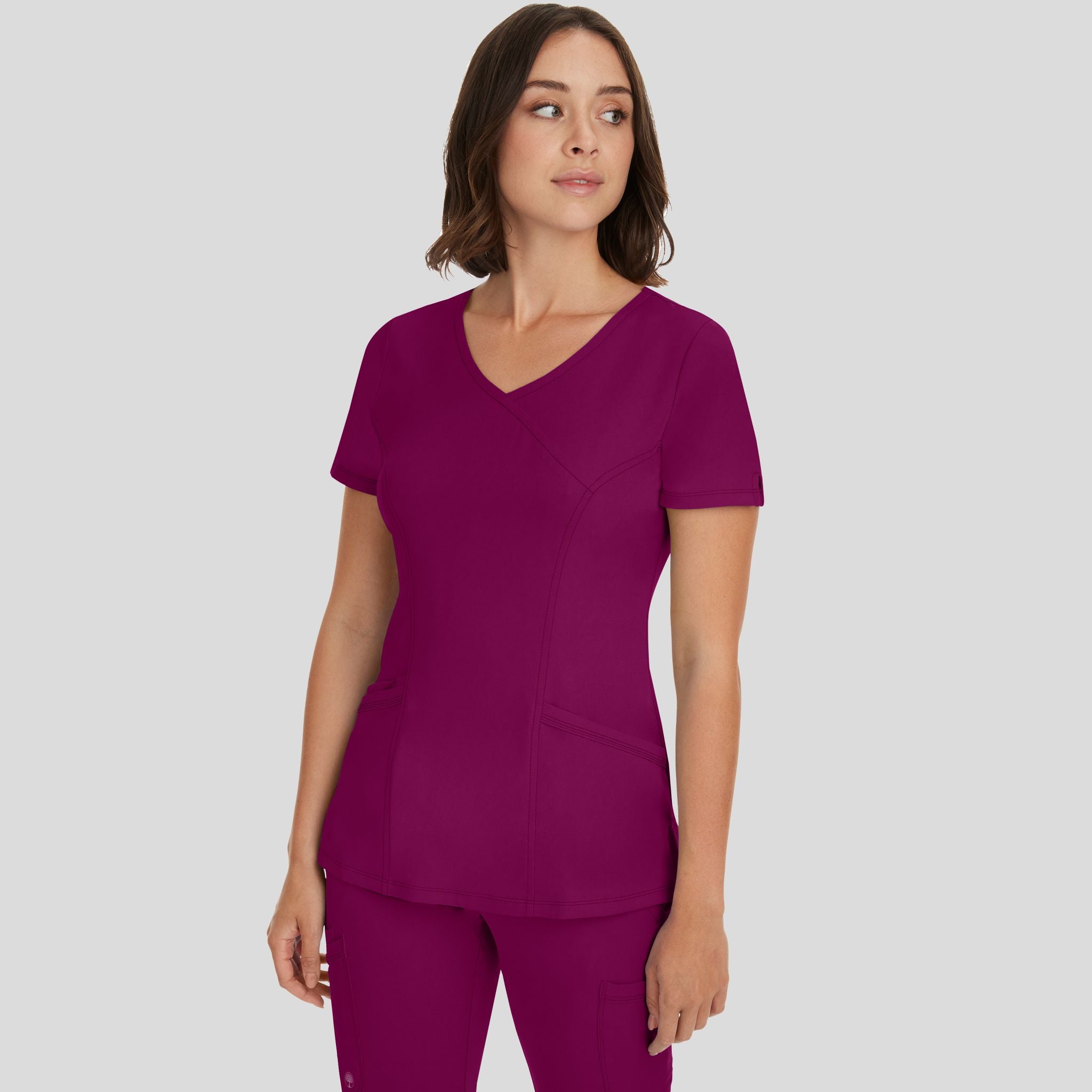 Women's Madison Mock Wrap Solid Scrub Top