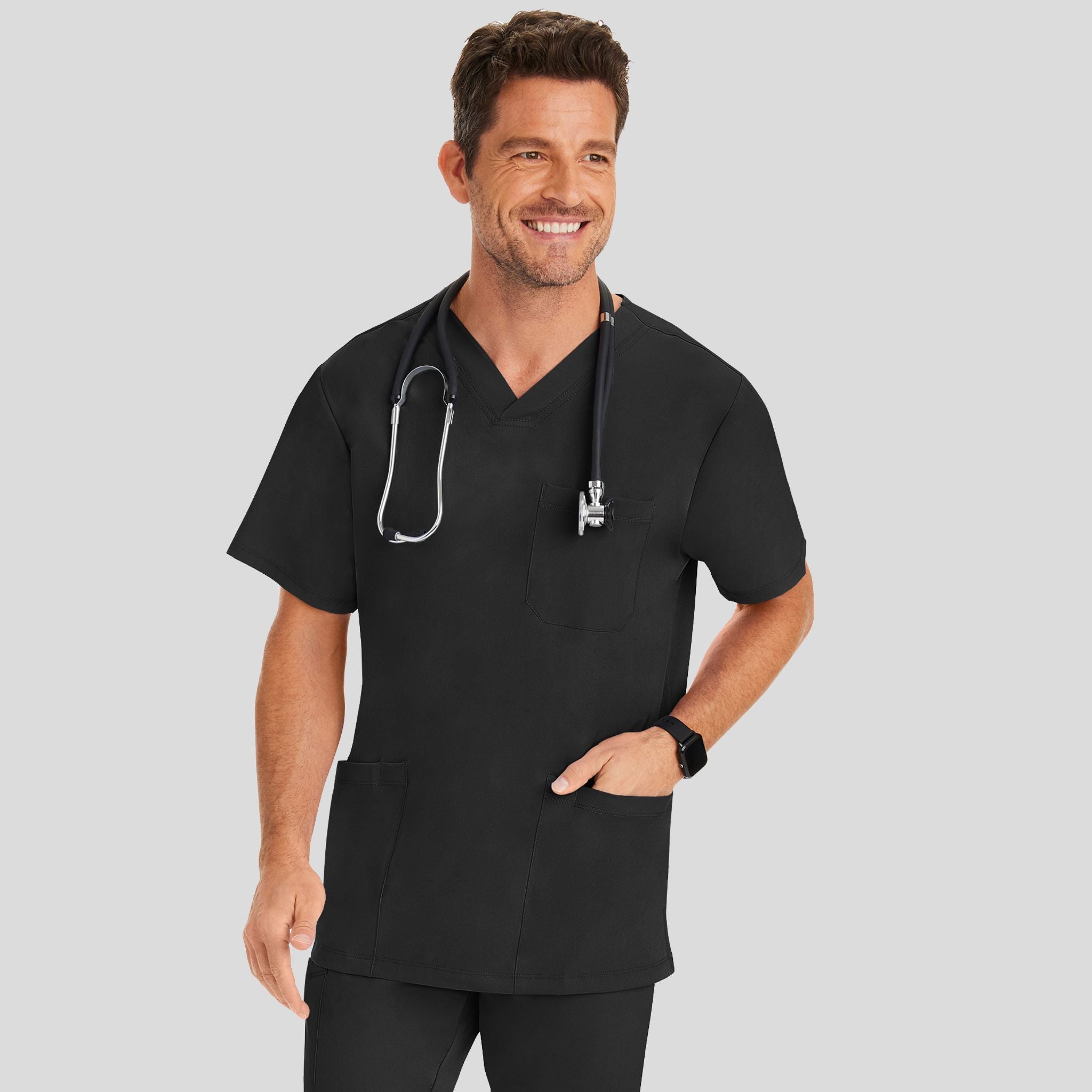 Men's Matthew V-Neck Solid Scrub Top