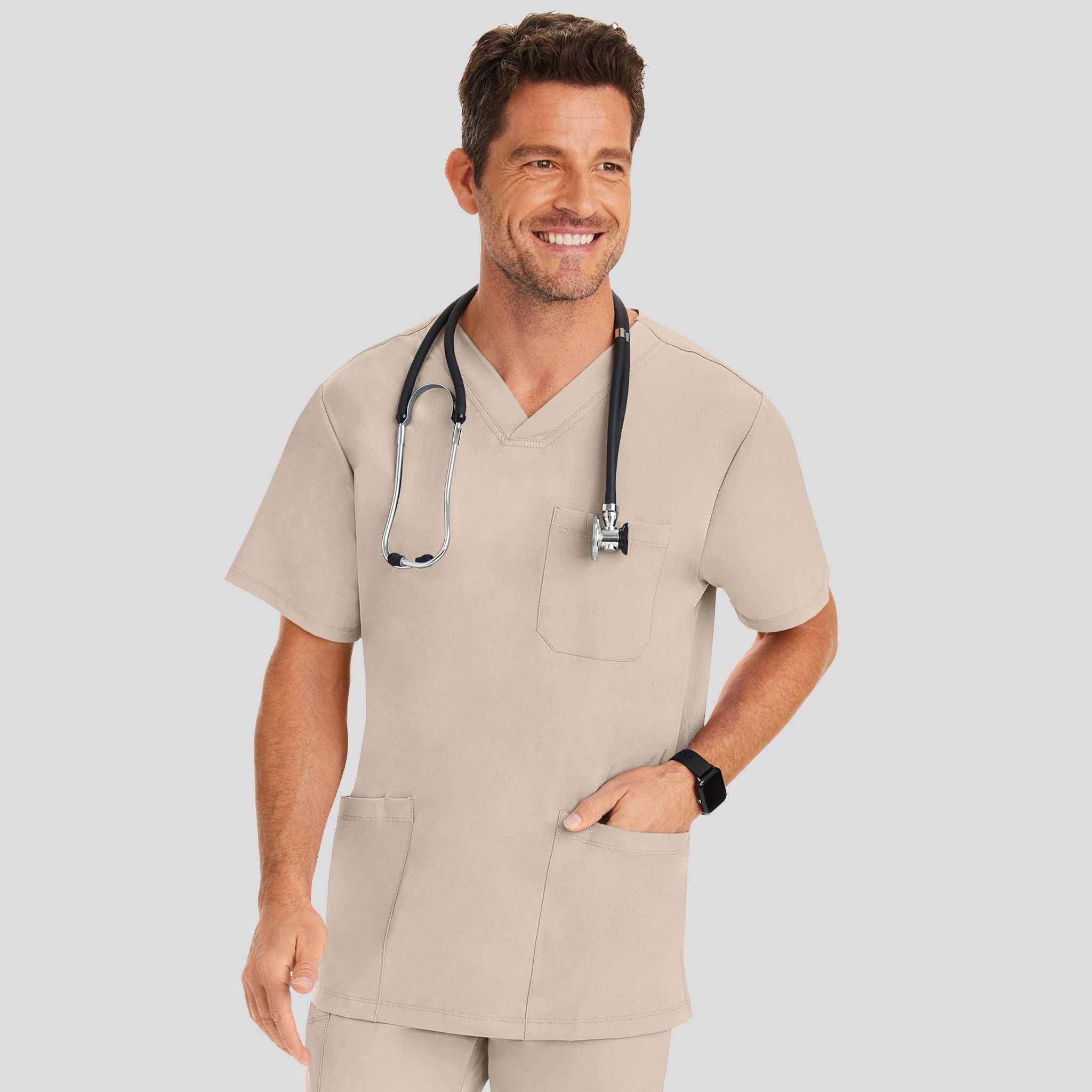 Men's Matthew V-Neck Solid Scrub Top