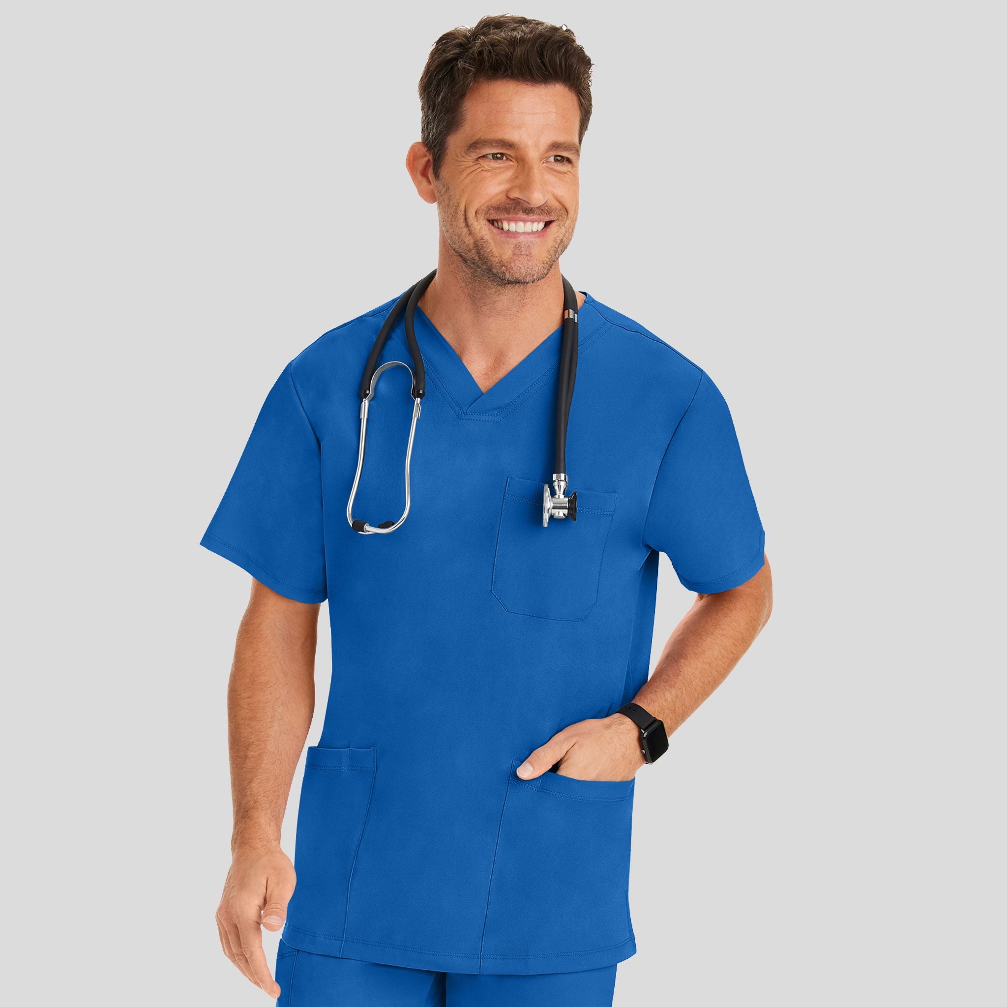 Men's Matthew V-Neck Solid Scrub Top