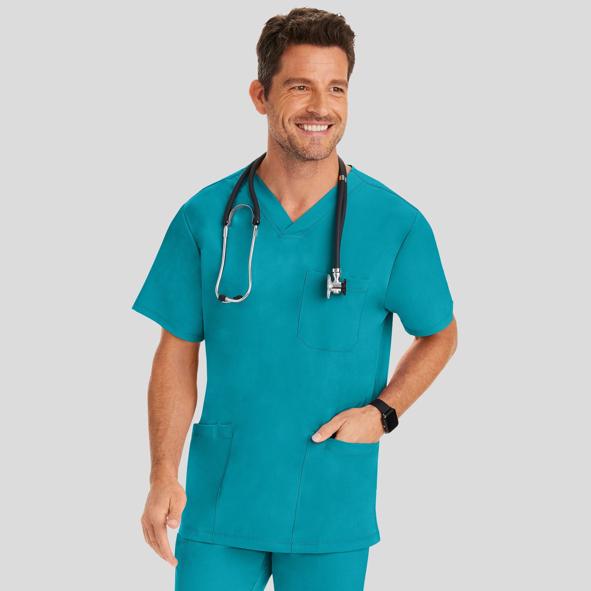 Men's Matthew V-Neck Solid Scrub Top