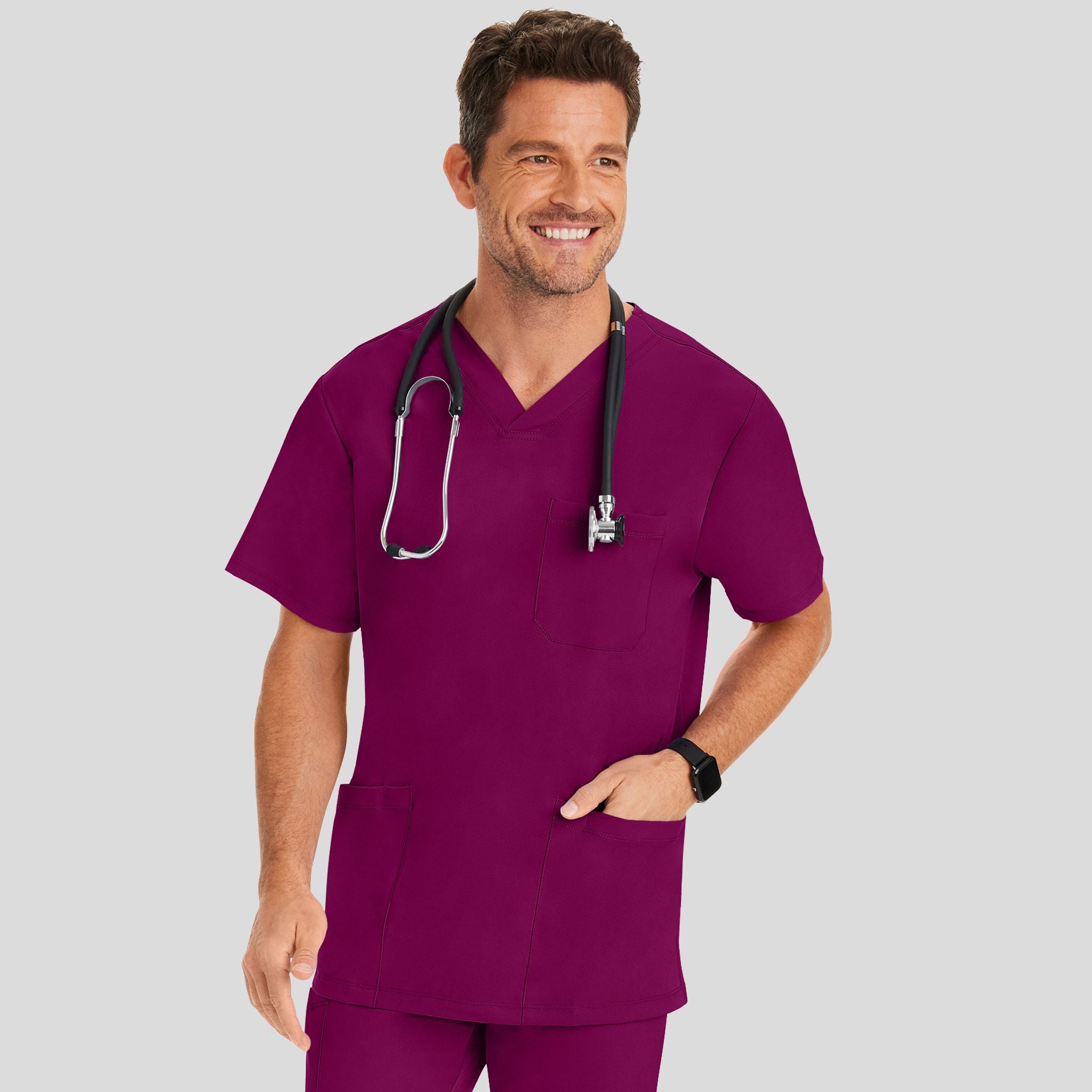 Men's Matthew V-Neck Solid Scrub Top