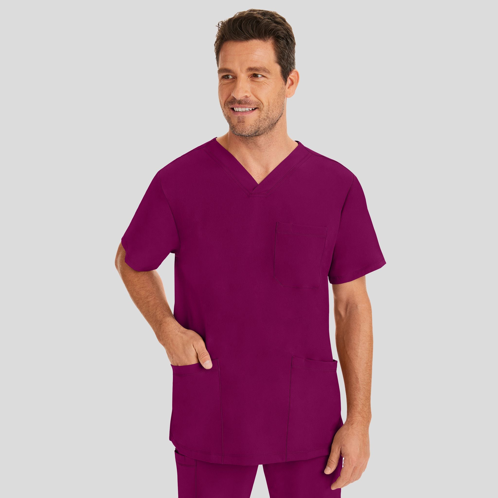 Men's Matthew V-Neck Solid Scrub Top