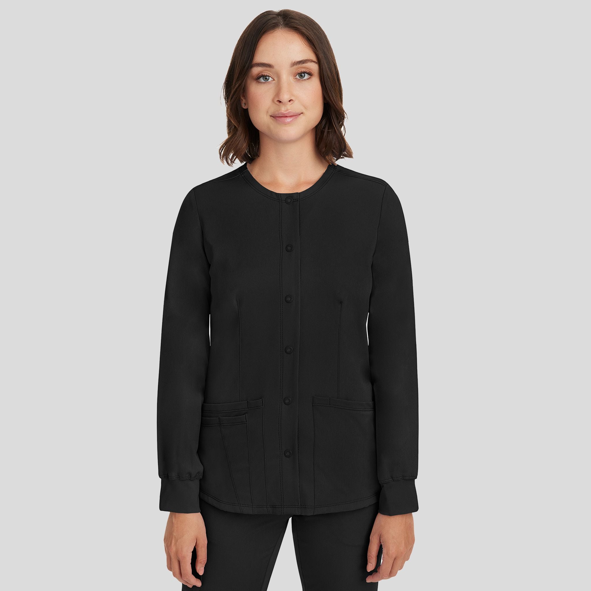 Women's Megan Button Front Solid Scrub Jacket