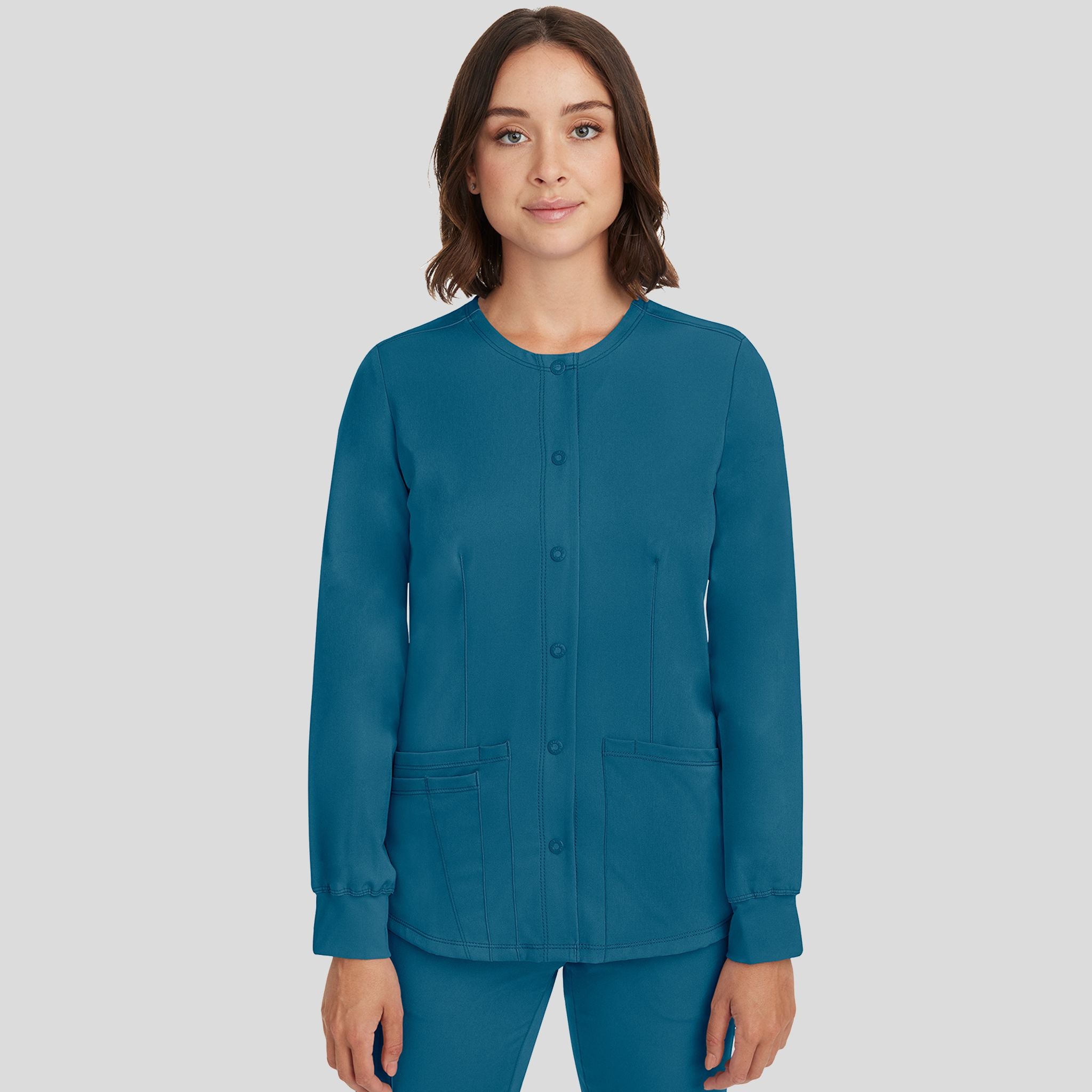 Women's Megan Button Front Solid Scrub Jacket