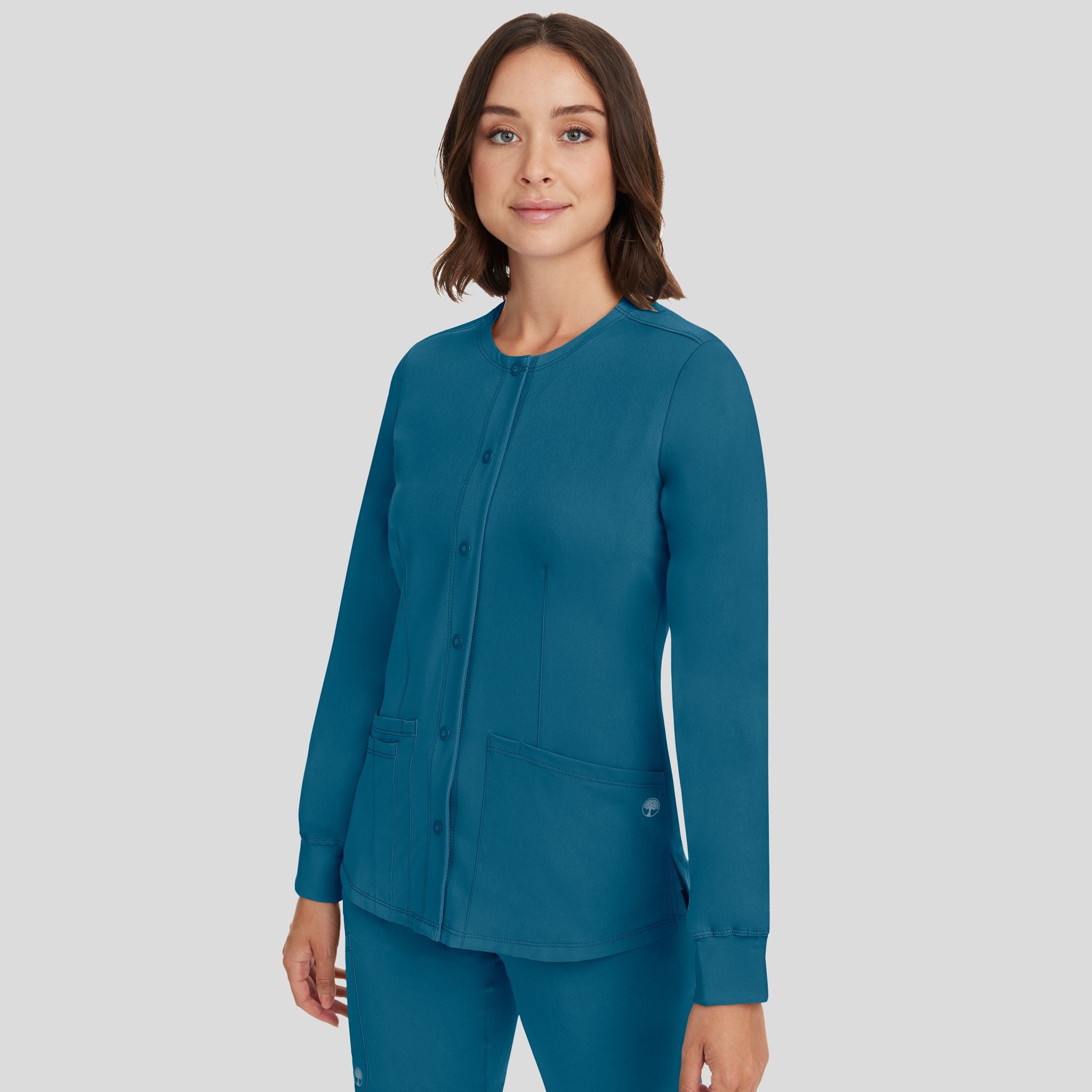 Women's Megan Button Front Solid Scrub Jacket