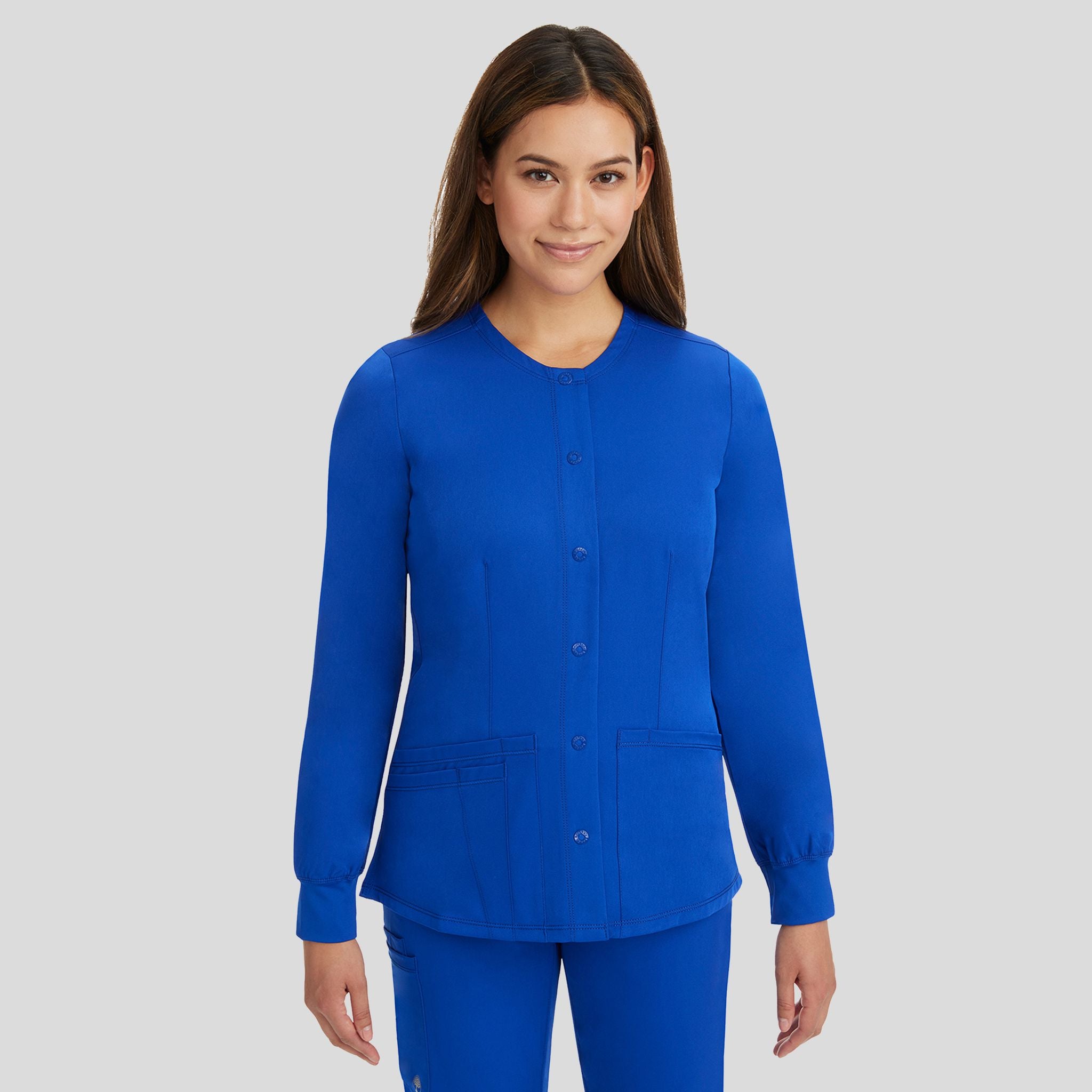Women's Megan Button Front Solid Scrub Jacket