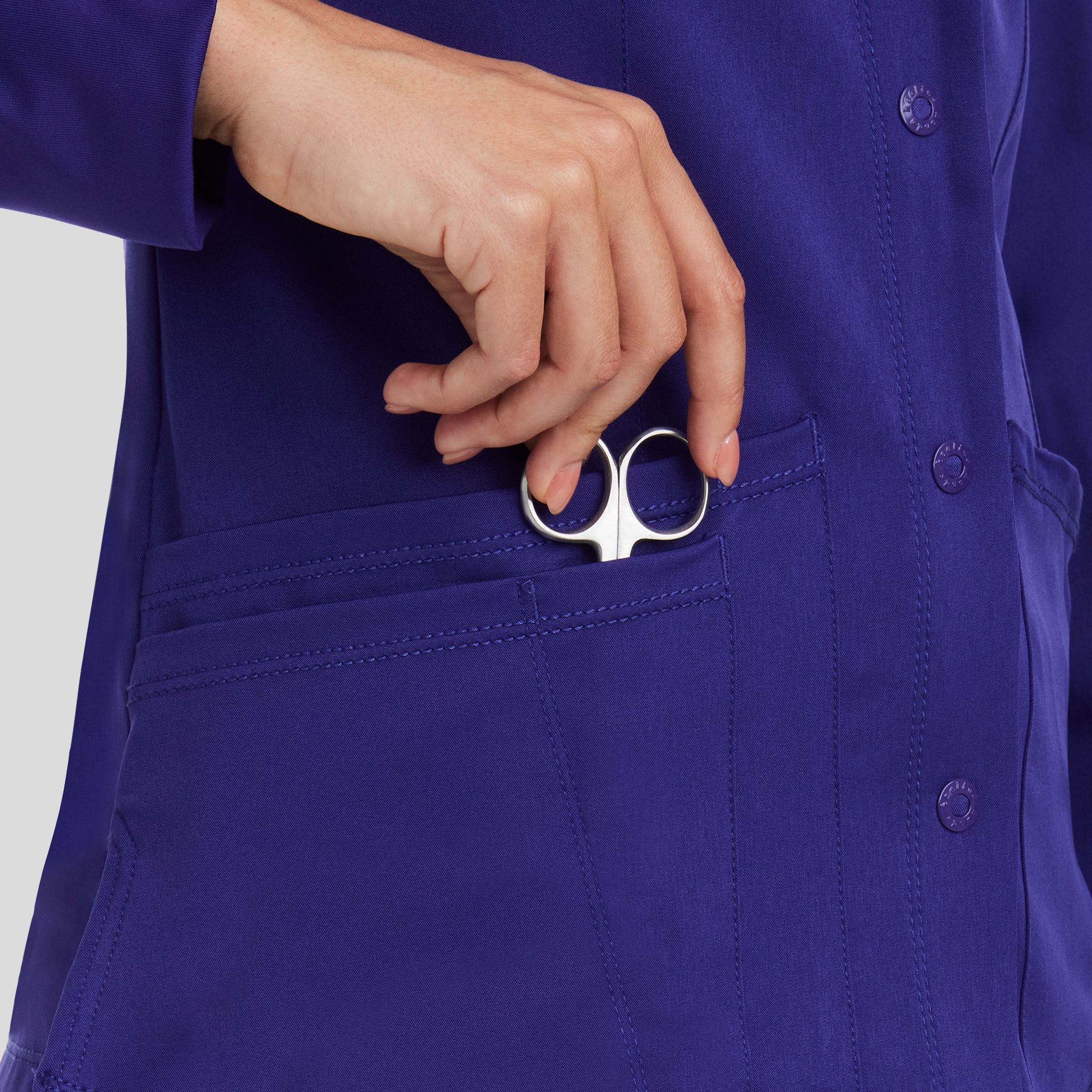 Women's Megan Button Front Solid Scrub Jacket