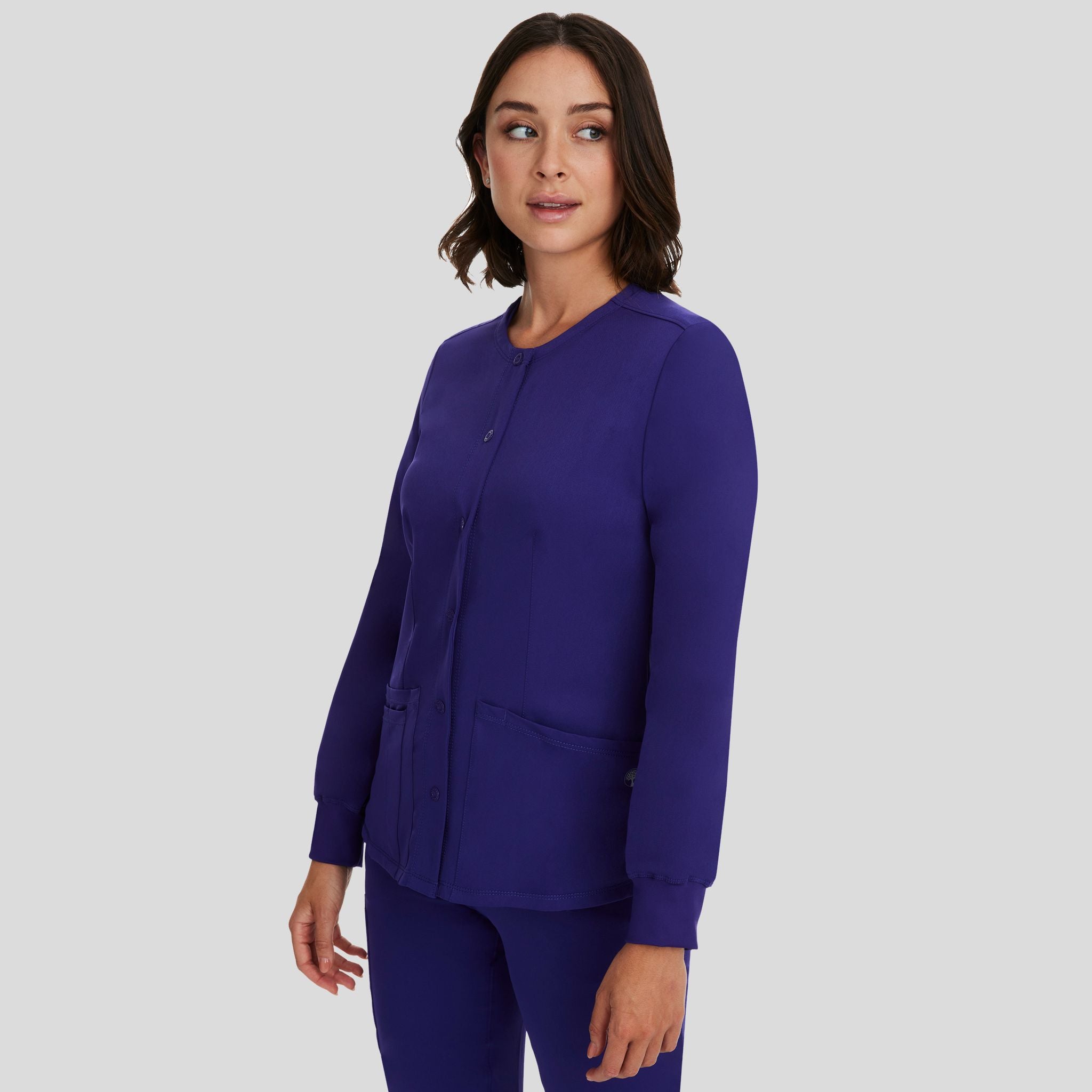 Women's Megan Button Front Solid Scrub Jacket