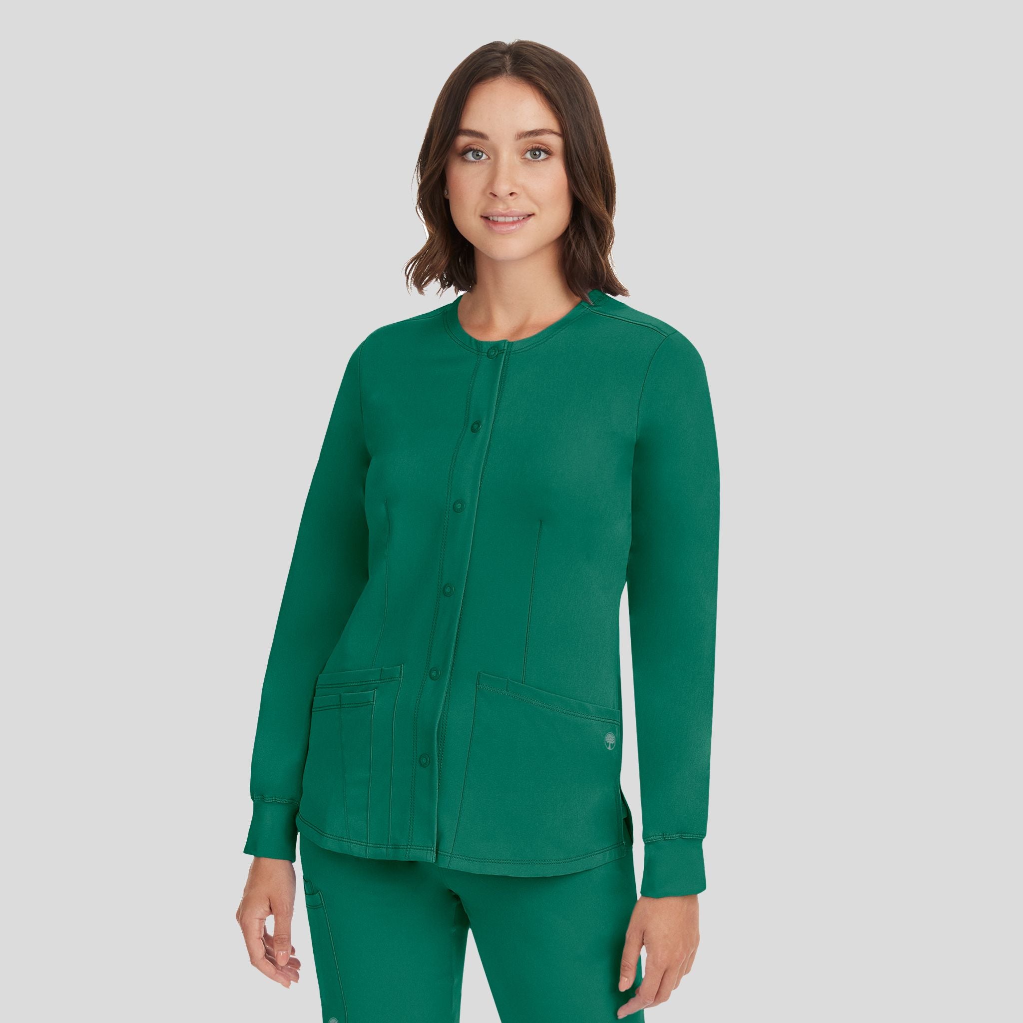 Women's Megan Button Front Solid Scrub Jacket