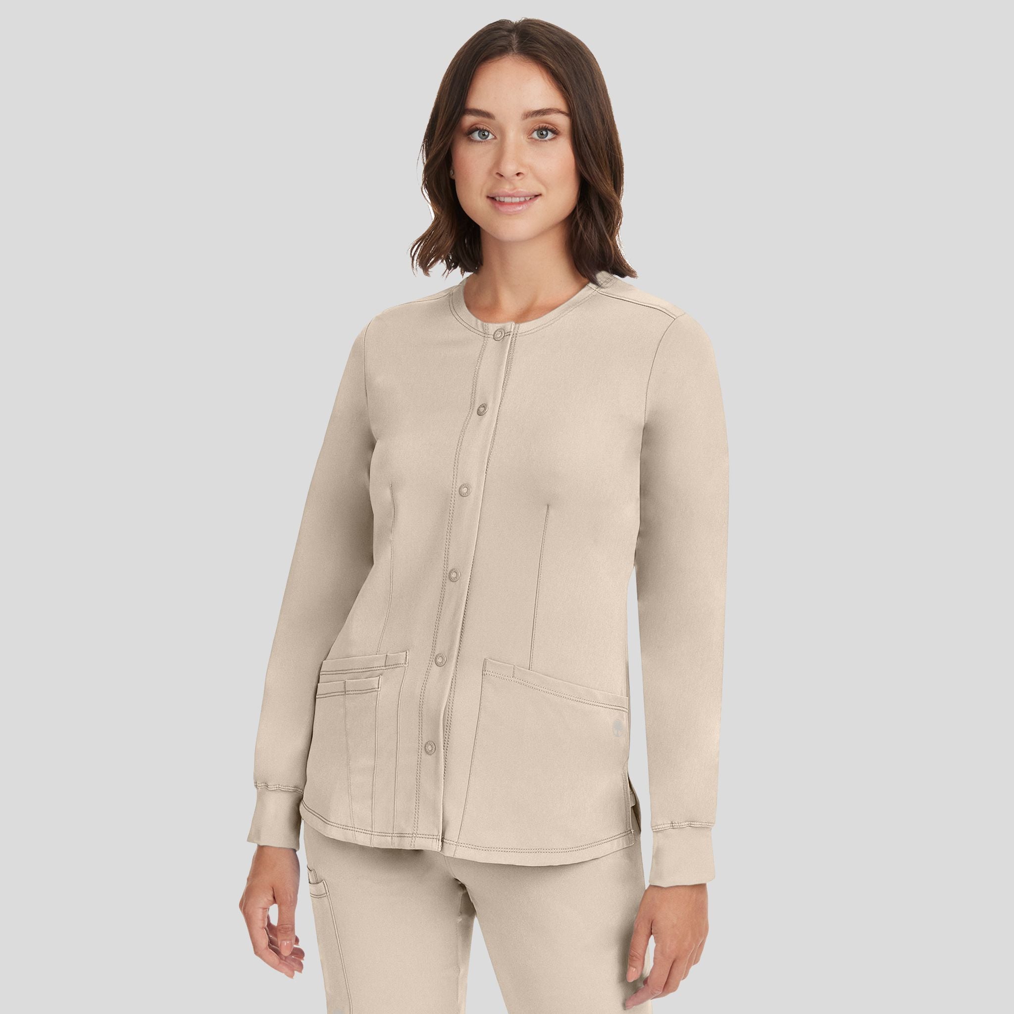 Women's Megan Button Front Solid Scrub Jacket