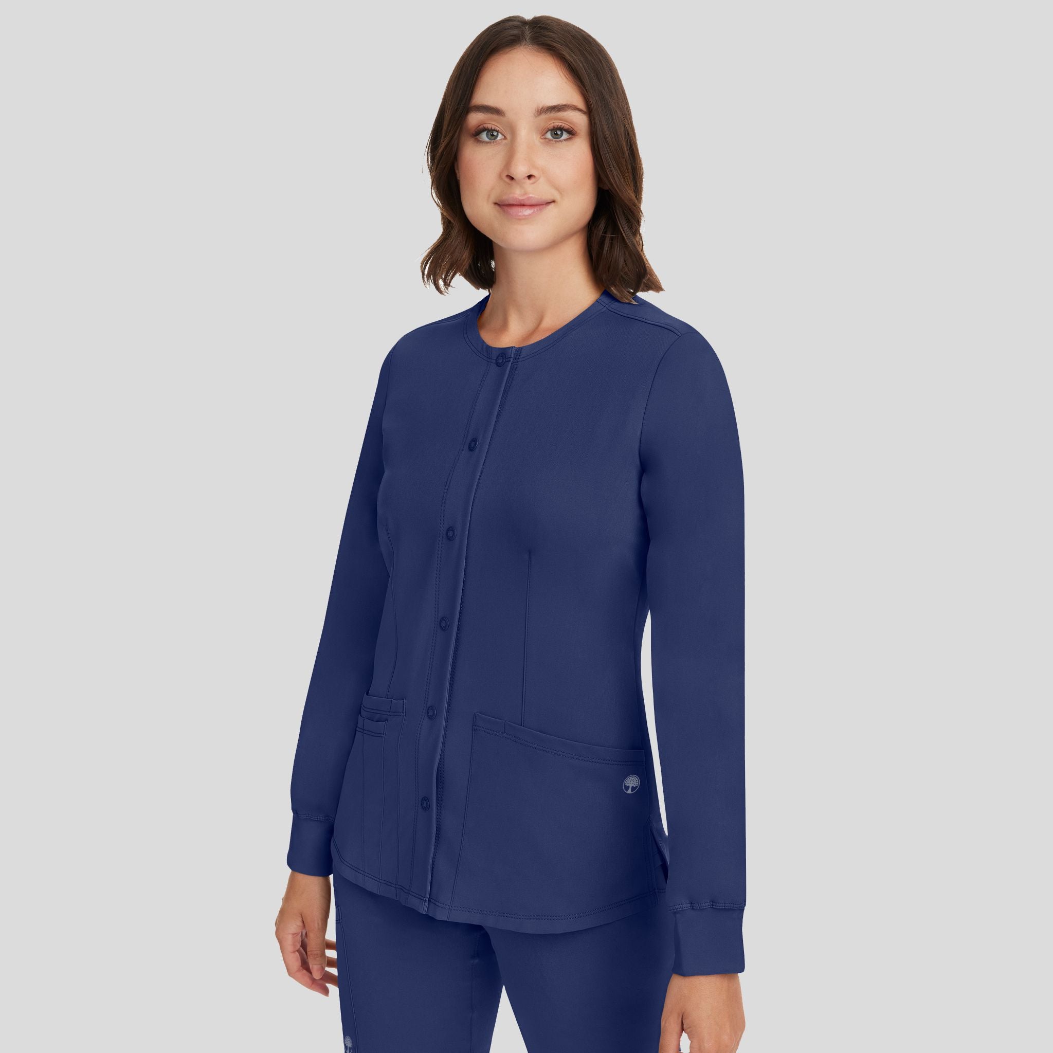 Women's Megan Button Front Solid Scrub Jacket