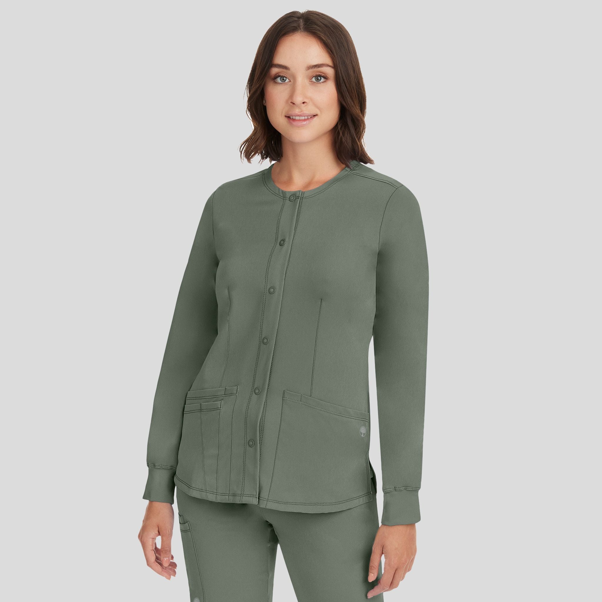 Women's Megan Button Front Solid Scrub Jacket