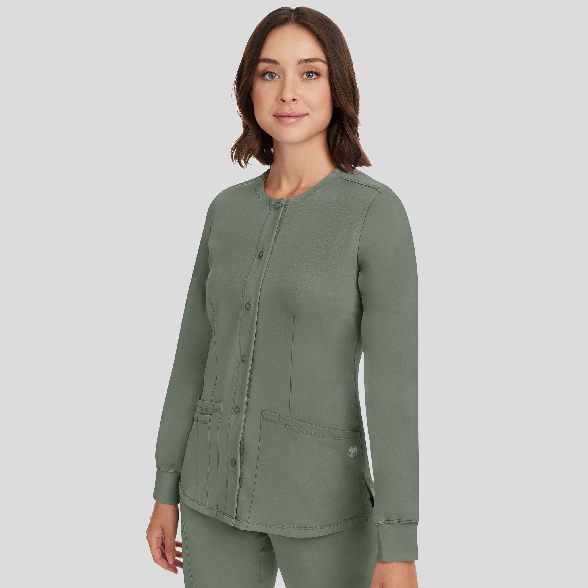 Women's Megan Button Front Solid Scrub Jacket