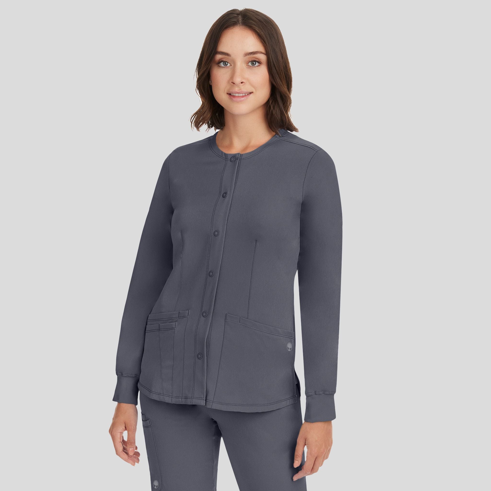 Women's Megan Button Front Solid Scrub Jacket