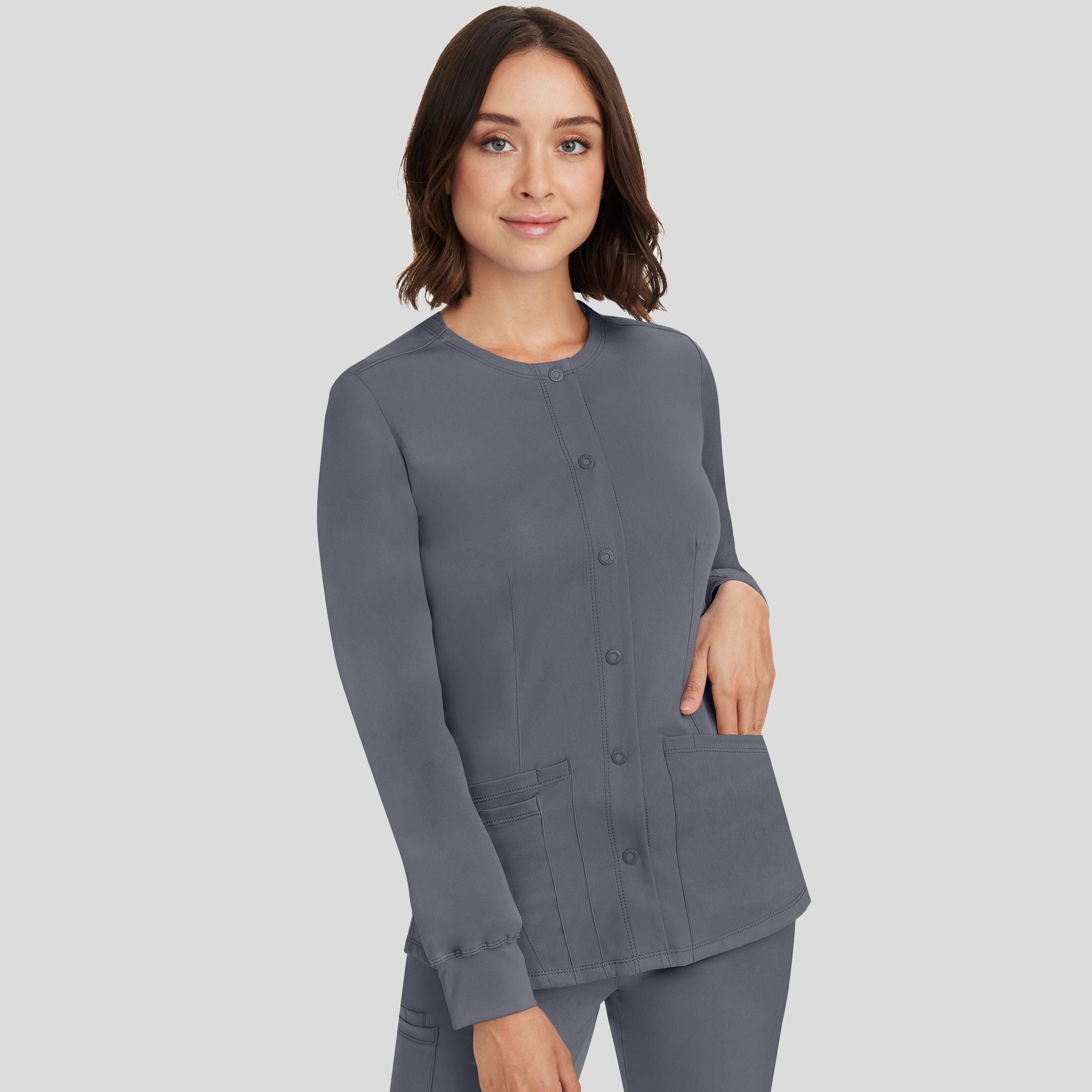 Women's Megan Button Front Solid Scrub Jacket