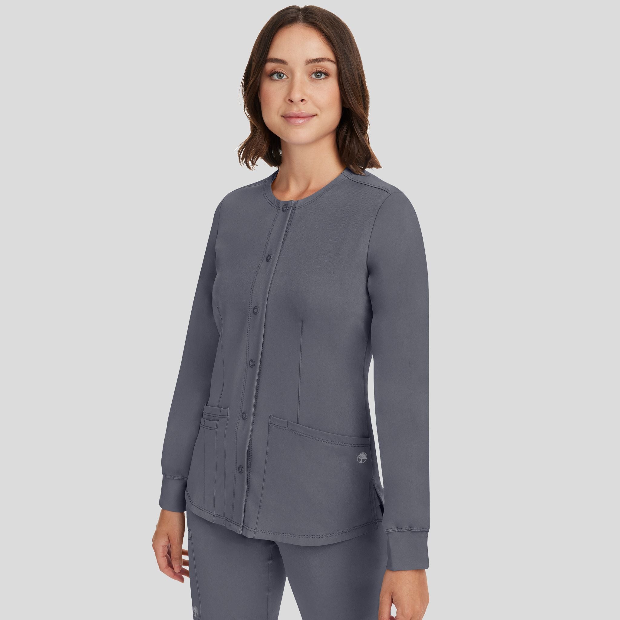 Women's Megan Button Front Solid Scrub Jacket
