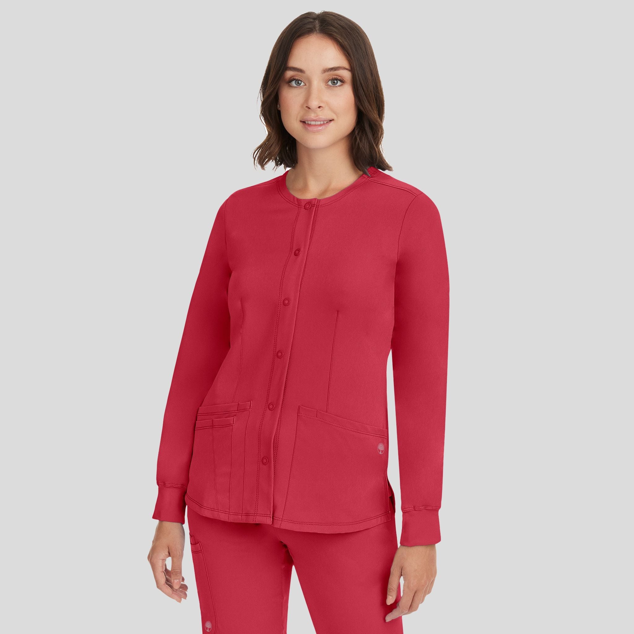 Women's Megan Button Front Solid Scrub Jacket