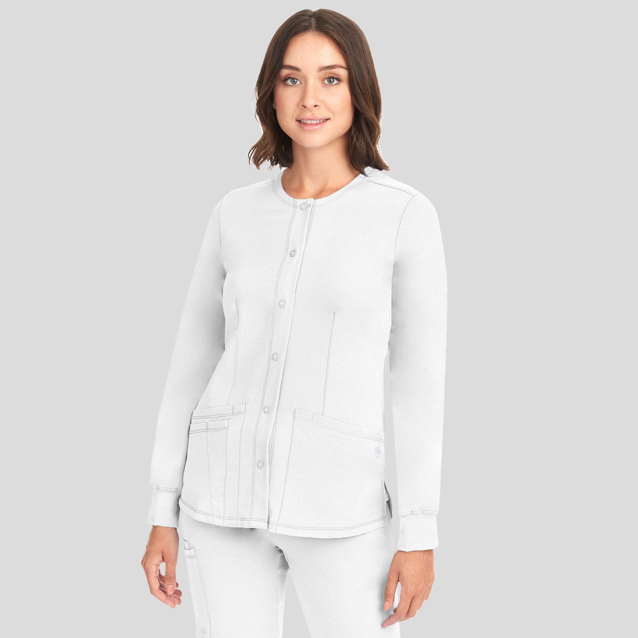 Women's Megan Button Front Solid Scrub Jacket