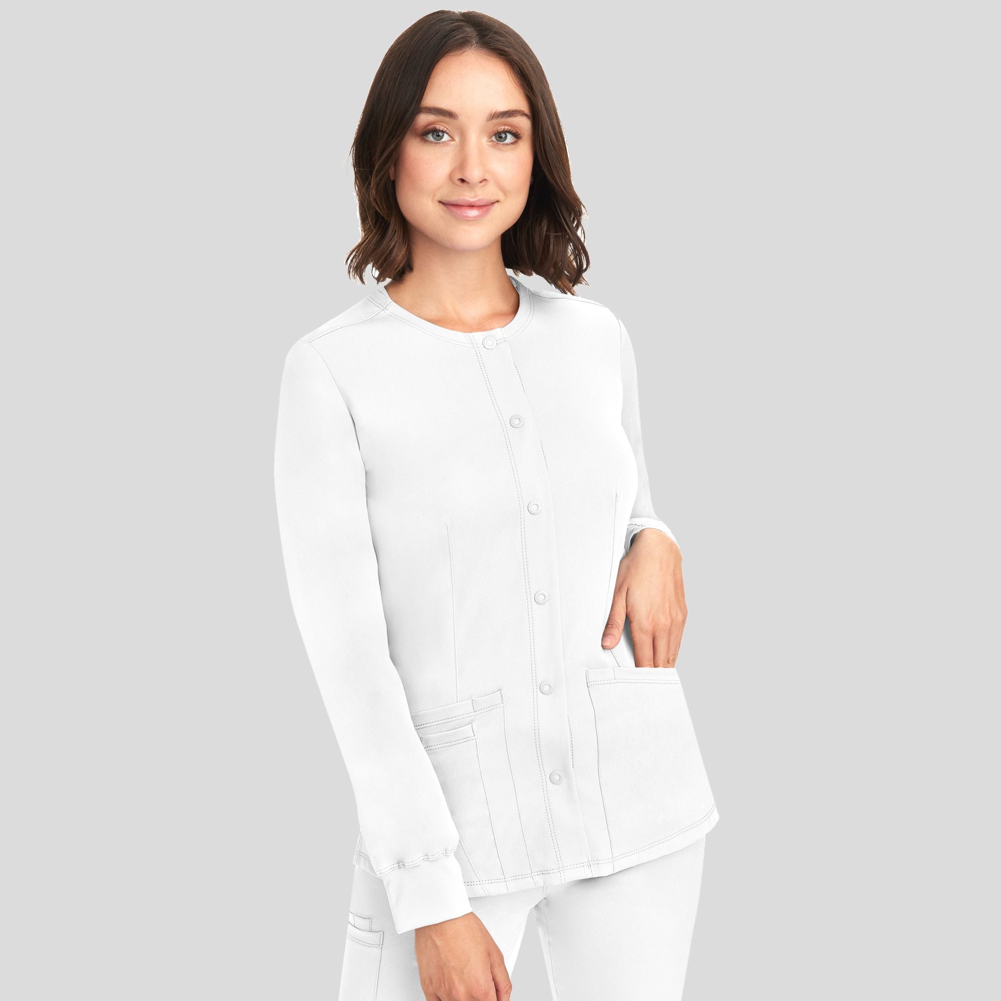 Women's Megan Button Front Solid Scrub Jacket
