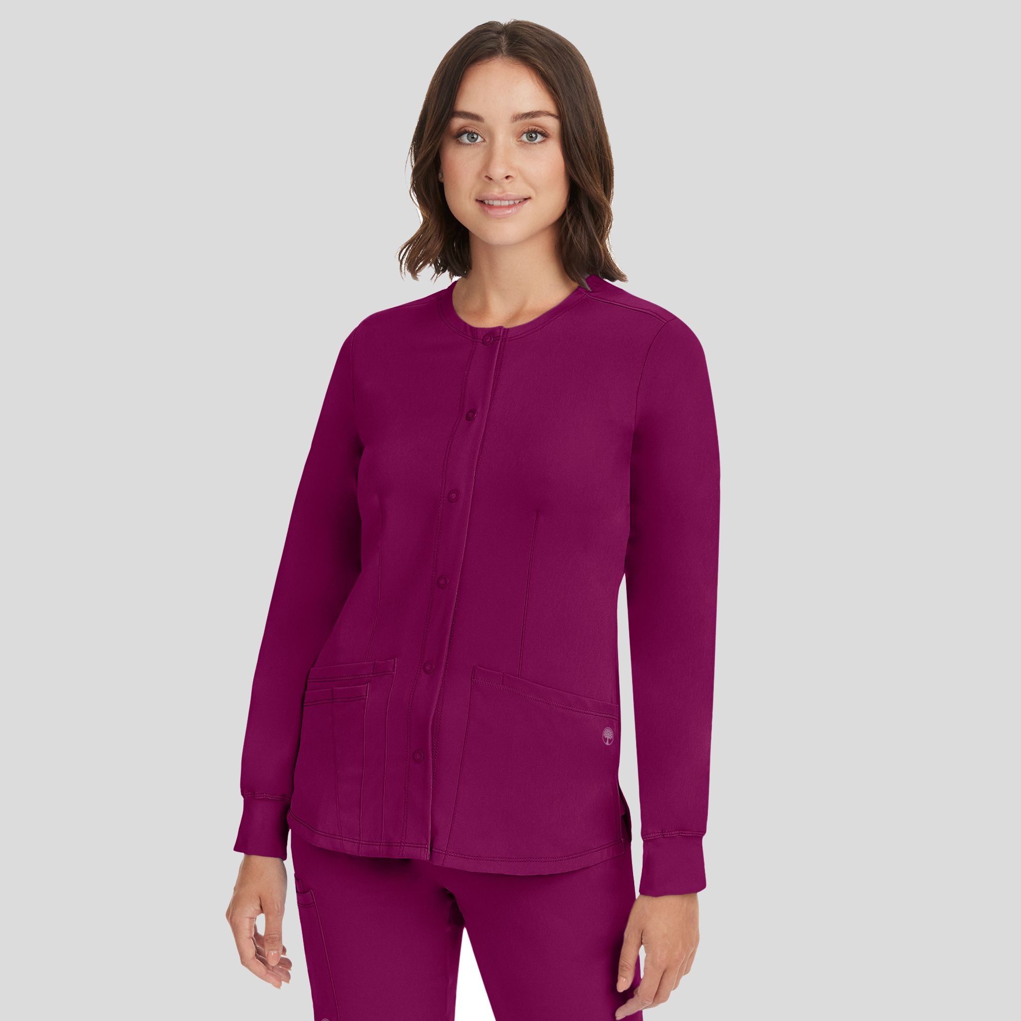 Women's Megan Button Front Solid Scrub Jacket