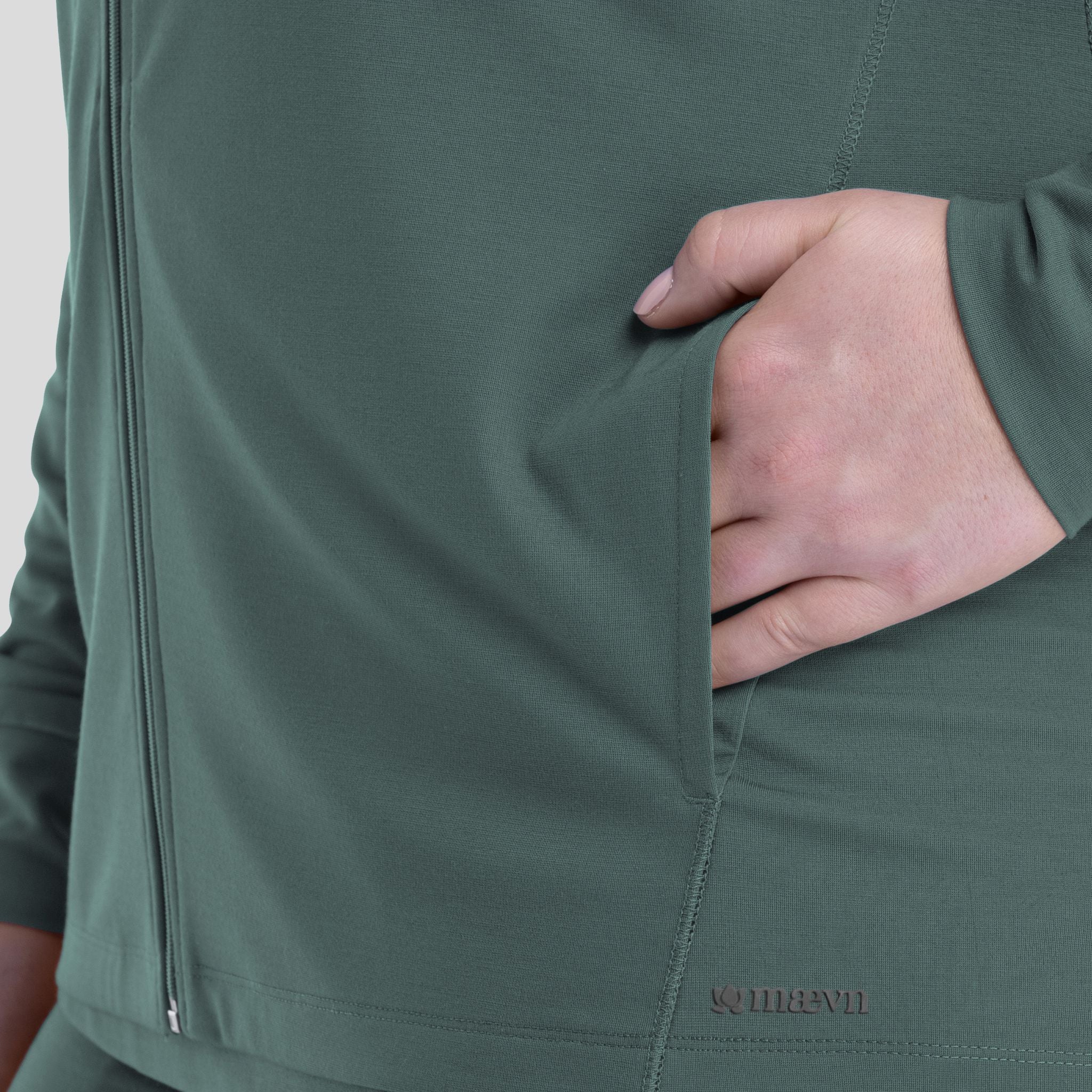 Women's Hooded Zip Front Jacket | Grey