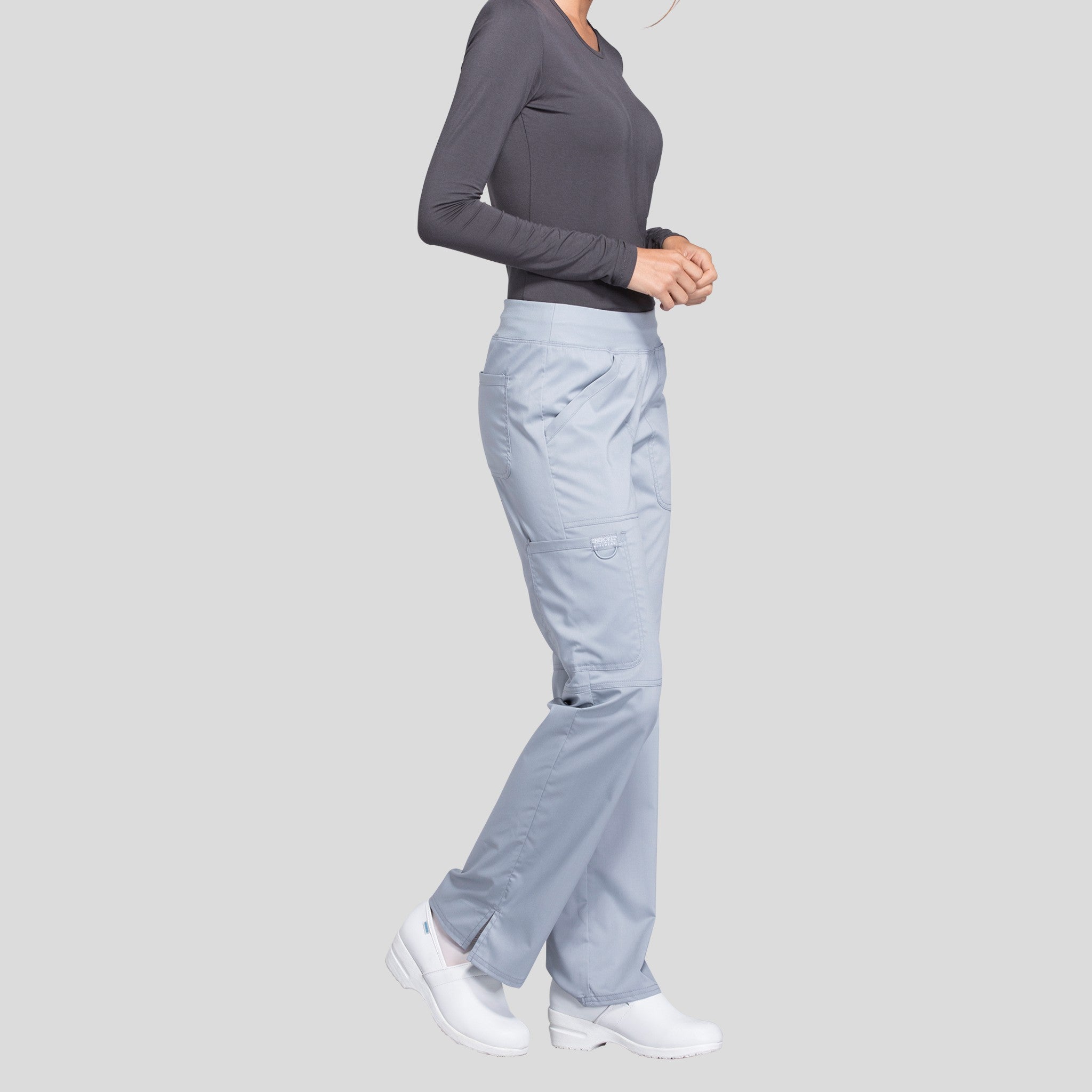 Women's Elastic Waistband Cargo Pull-On Scrub Pant