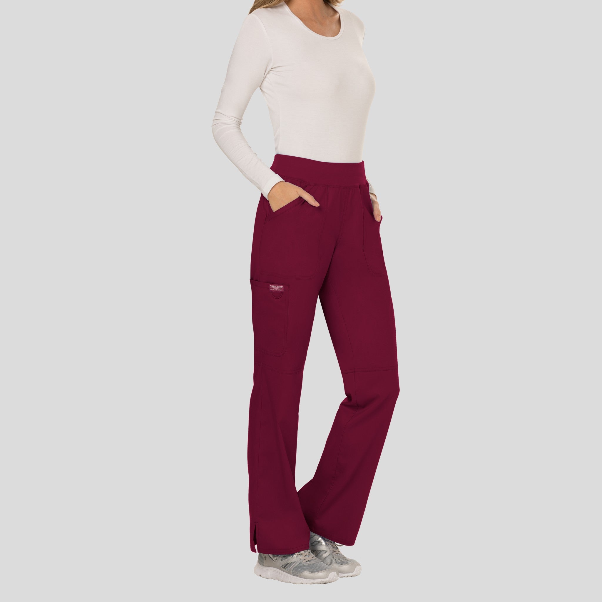 Women's Elastic Waistband Cargo Pull-On Scrub Pant