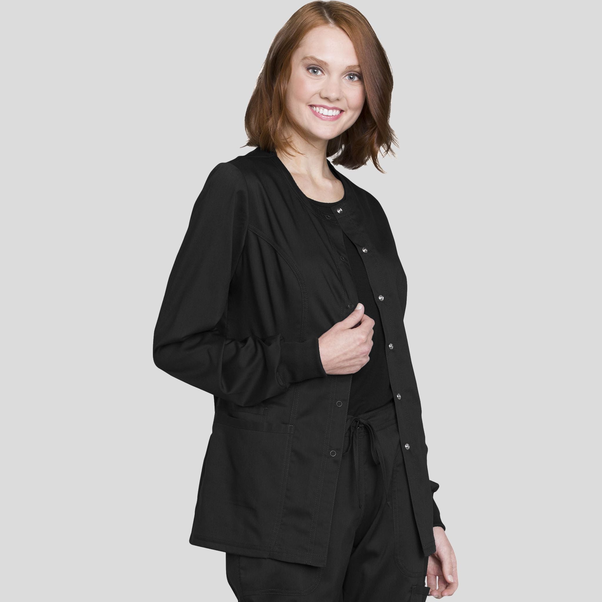 Women's Snap Front Solid Scrub Jacket