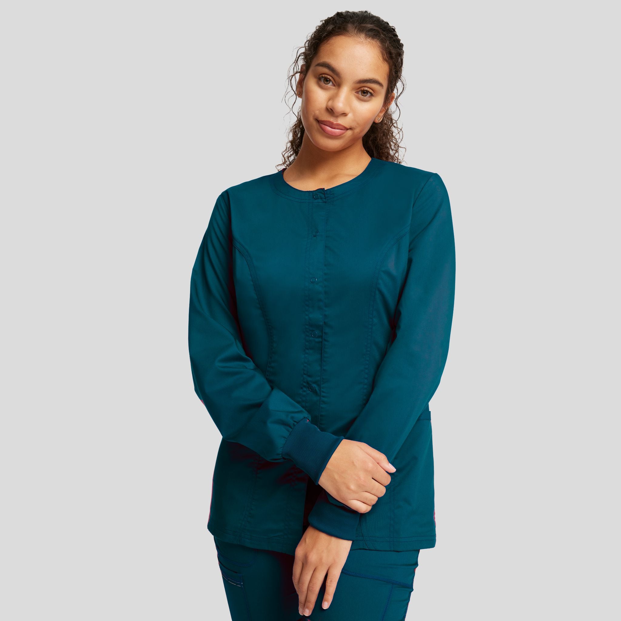 Women's Snap Front Solid Scrub Jacket