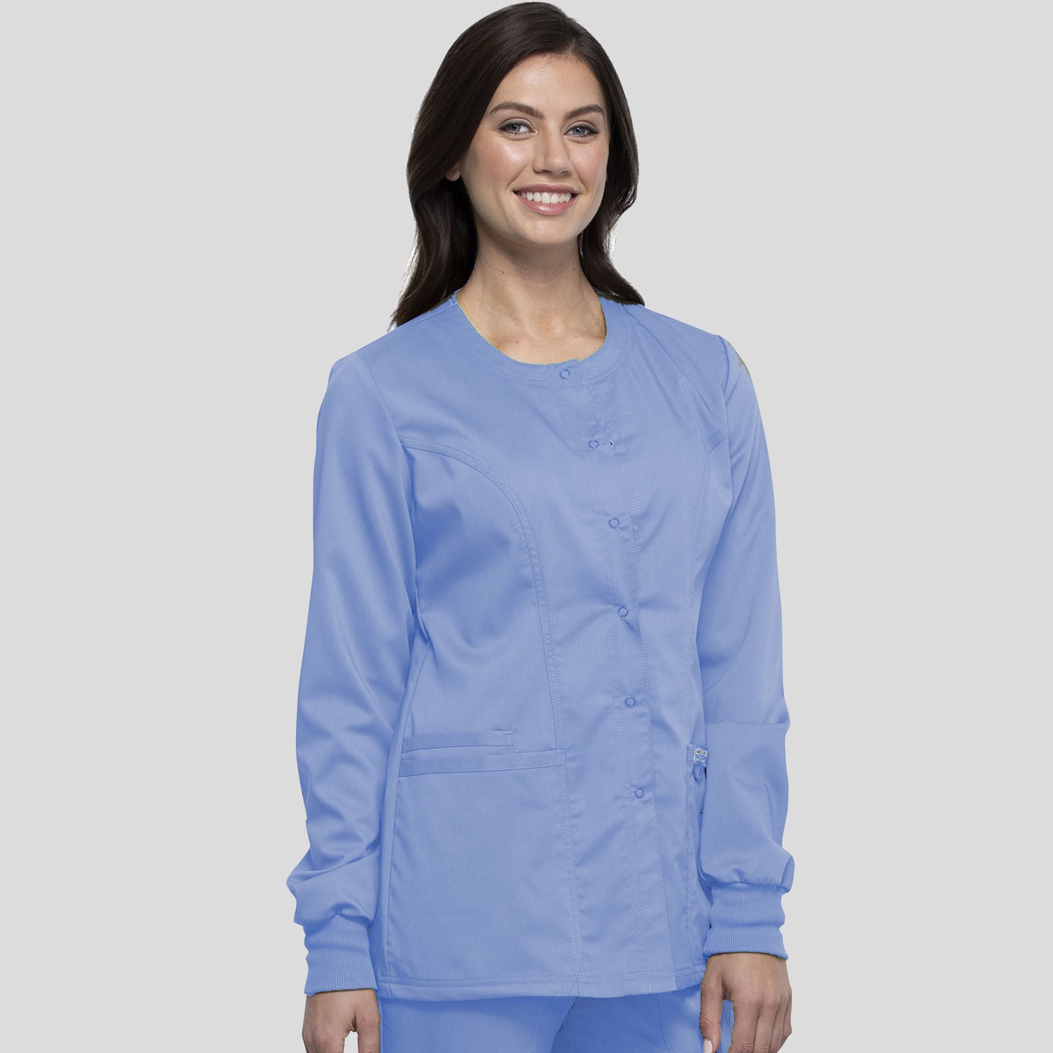Women's Snap Front Solid Scrub Jacket