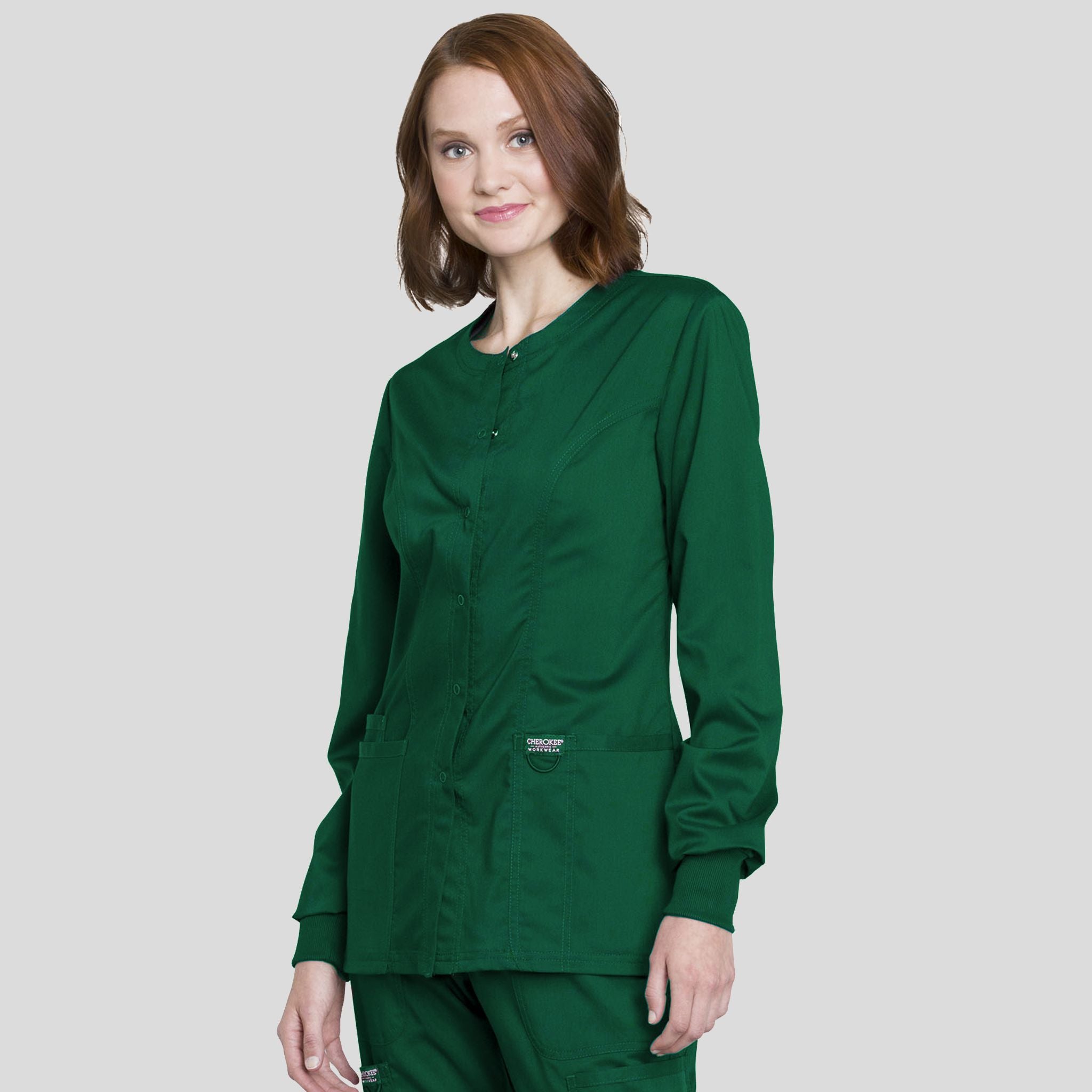 Women's Snap Front Solid Scrub Jacket