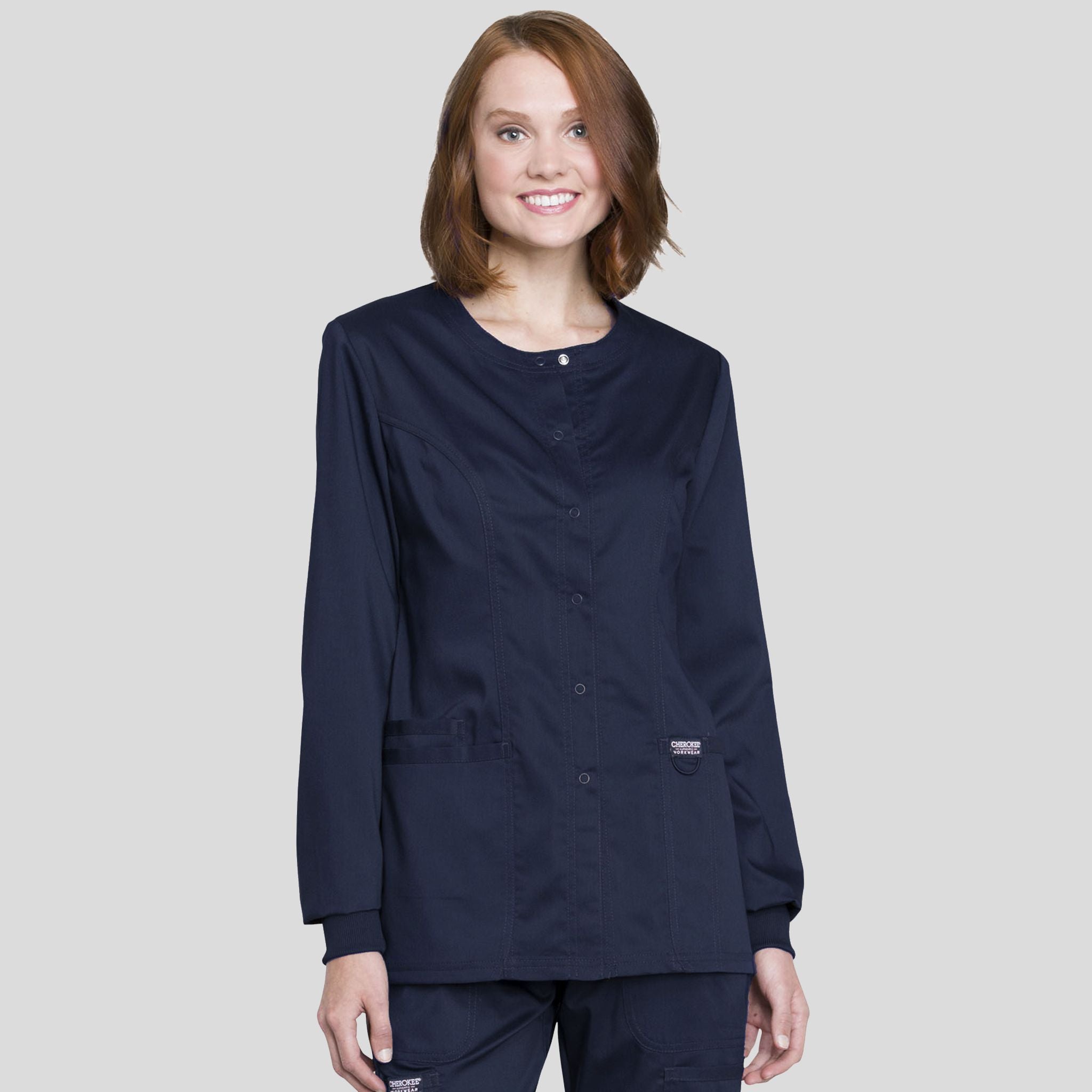 Women's Snap Front Solid Scrub Jacket