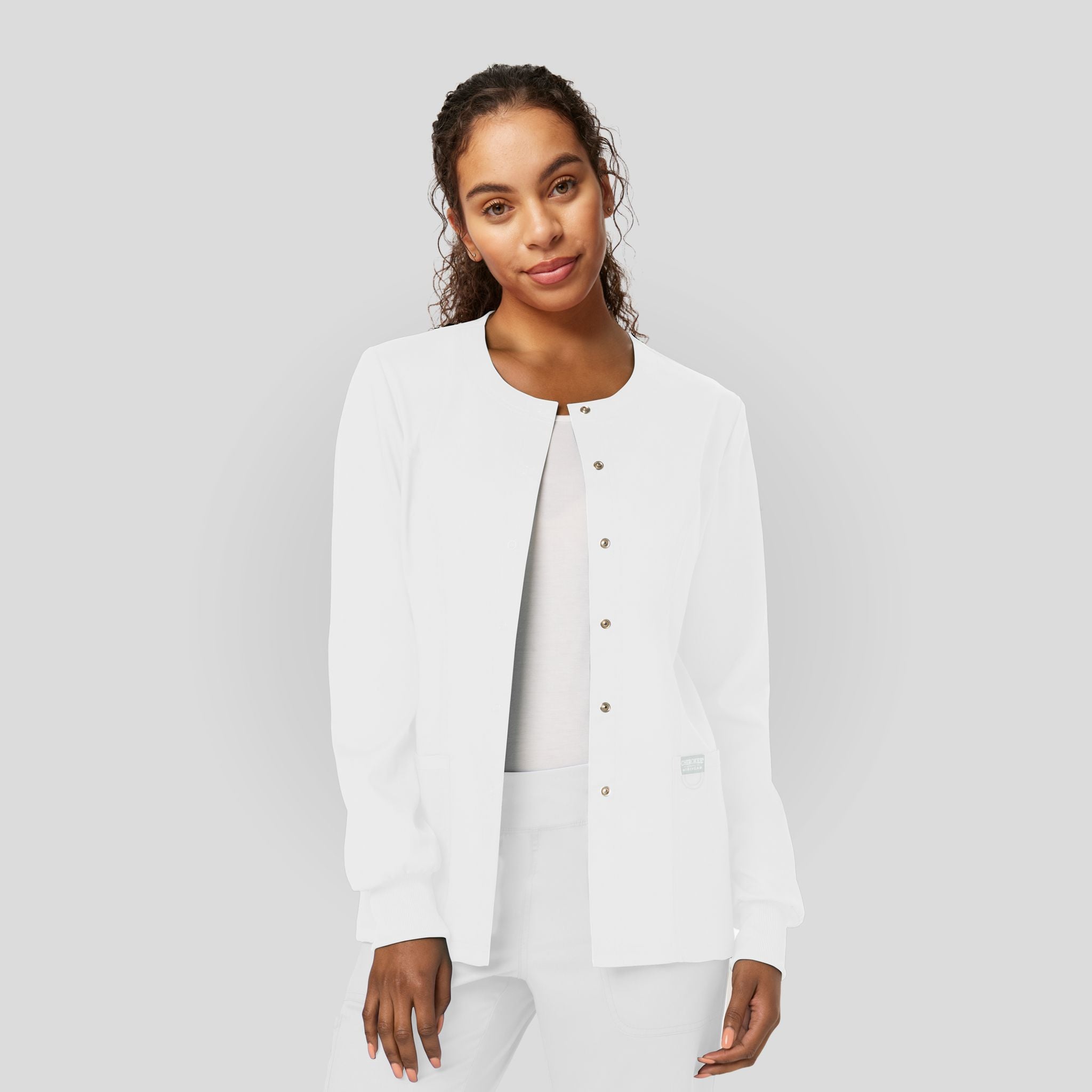 Women's Snap Front Solid Scrub Jacket